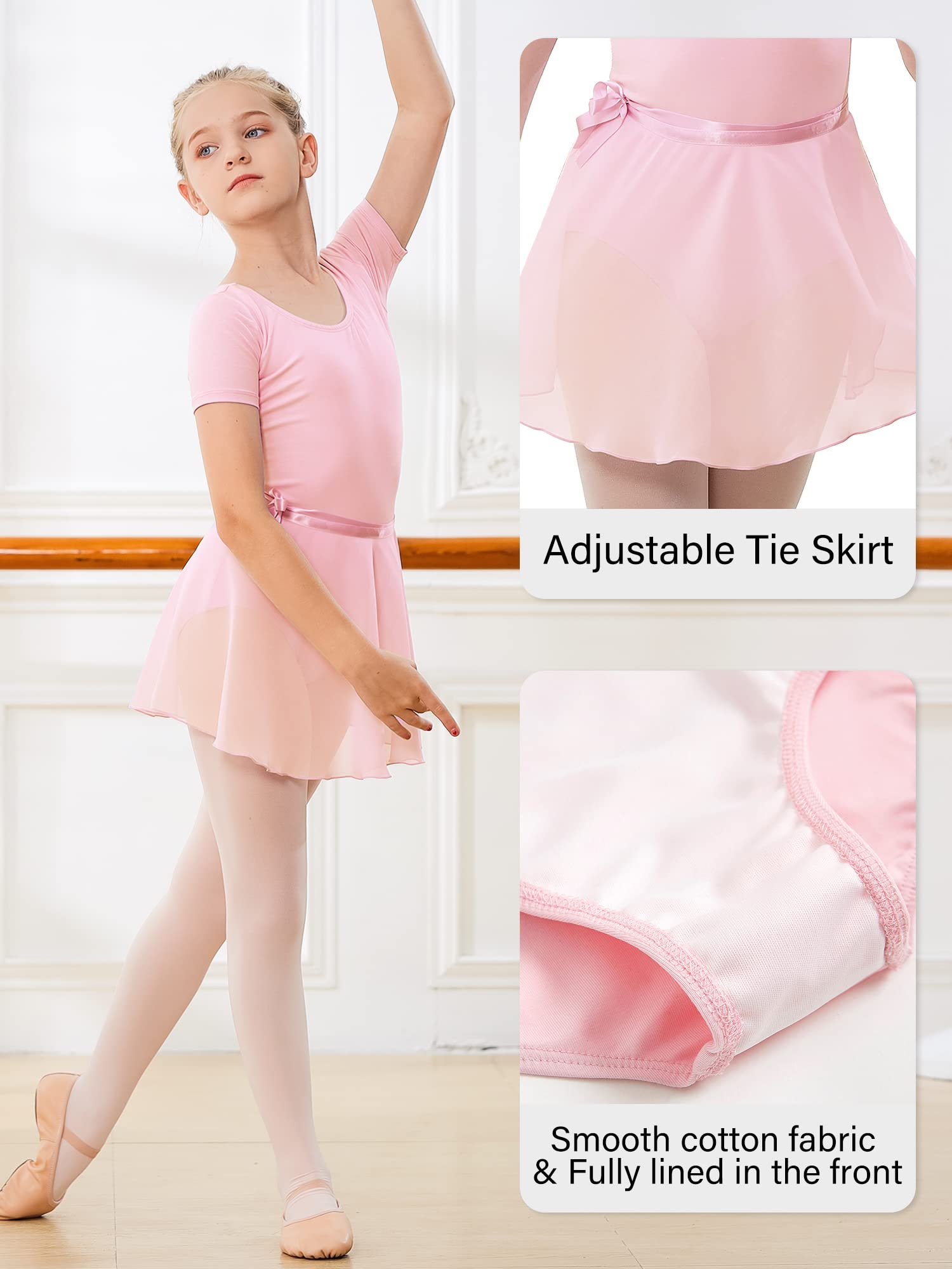 Stelle Ballet Leotards for Girls Toddler Dance Dress Outfit Combo with Skirt and Tights (Toddler/Little Kid/Big Kid)(Ballet Pink (Adjustable Tie), 85)