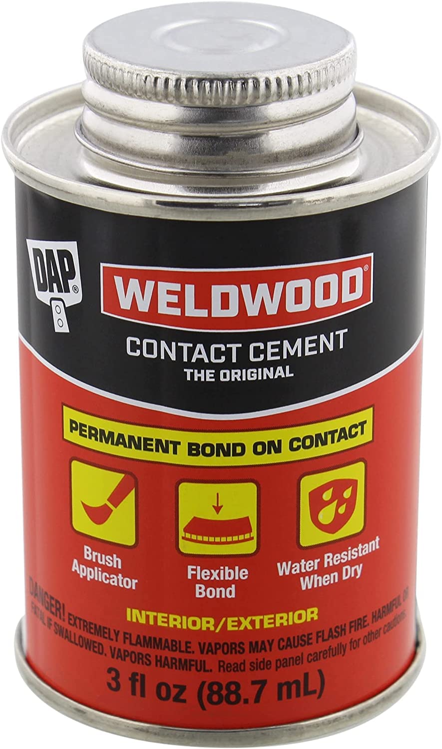 أسمنت لاصق DAP Weldwood Contact Cement، 3 أوقية، تان، مقاوم للماء، قوي، يلتصق على الفور.