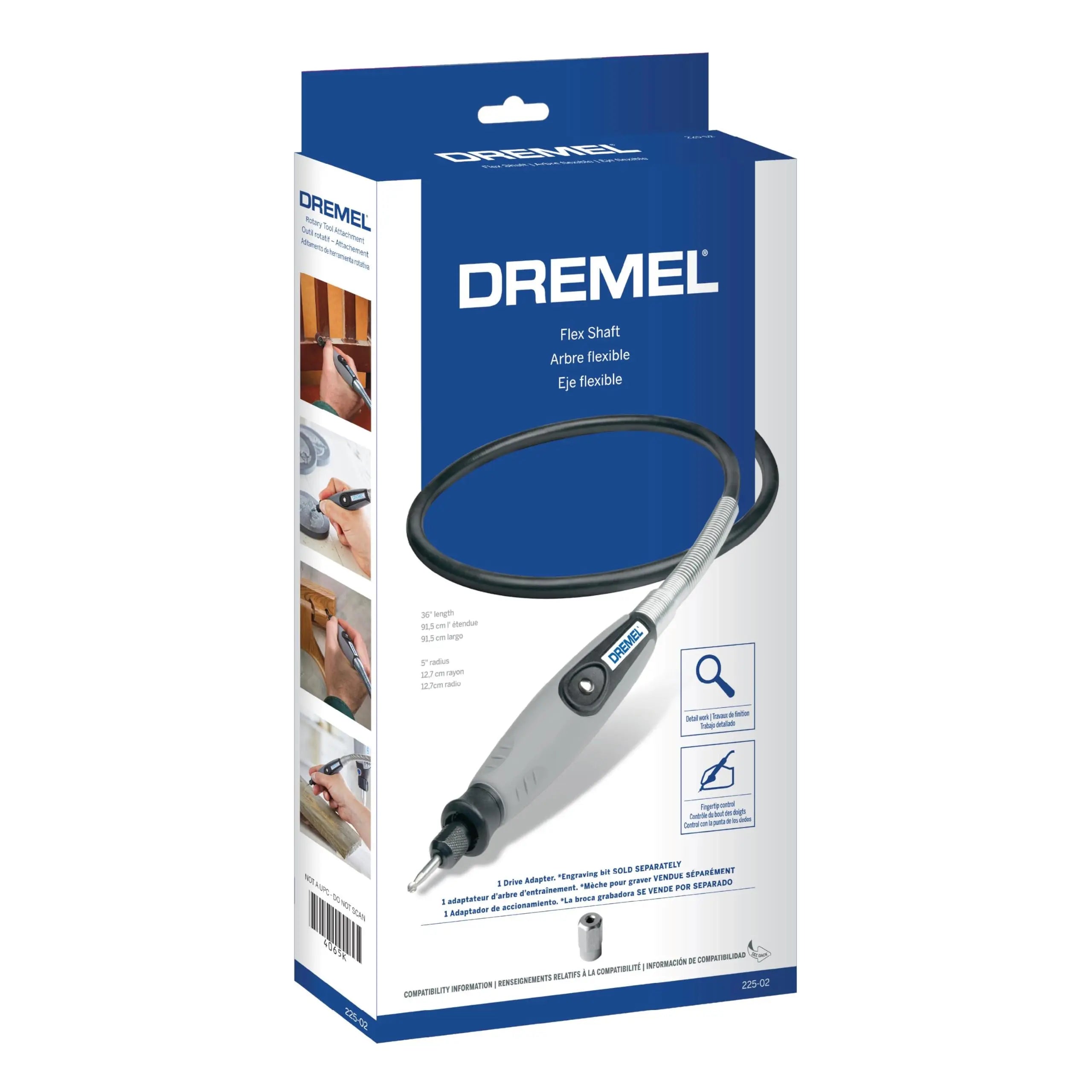 Dremel Flex Shaft Rotary Tool Attachment with Comfort Grip and 36” Long Cable - Engraver, Polisher, and Mini Sander- Ideal for Detail Metal Engraving, Wood Carving, and Jewelry Polishing, 225-02