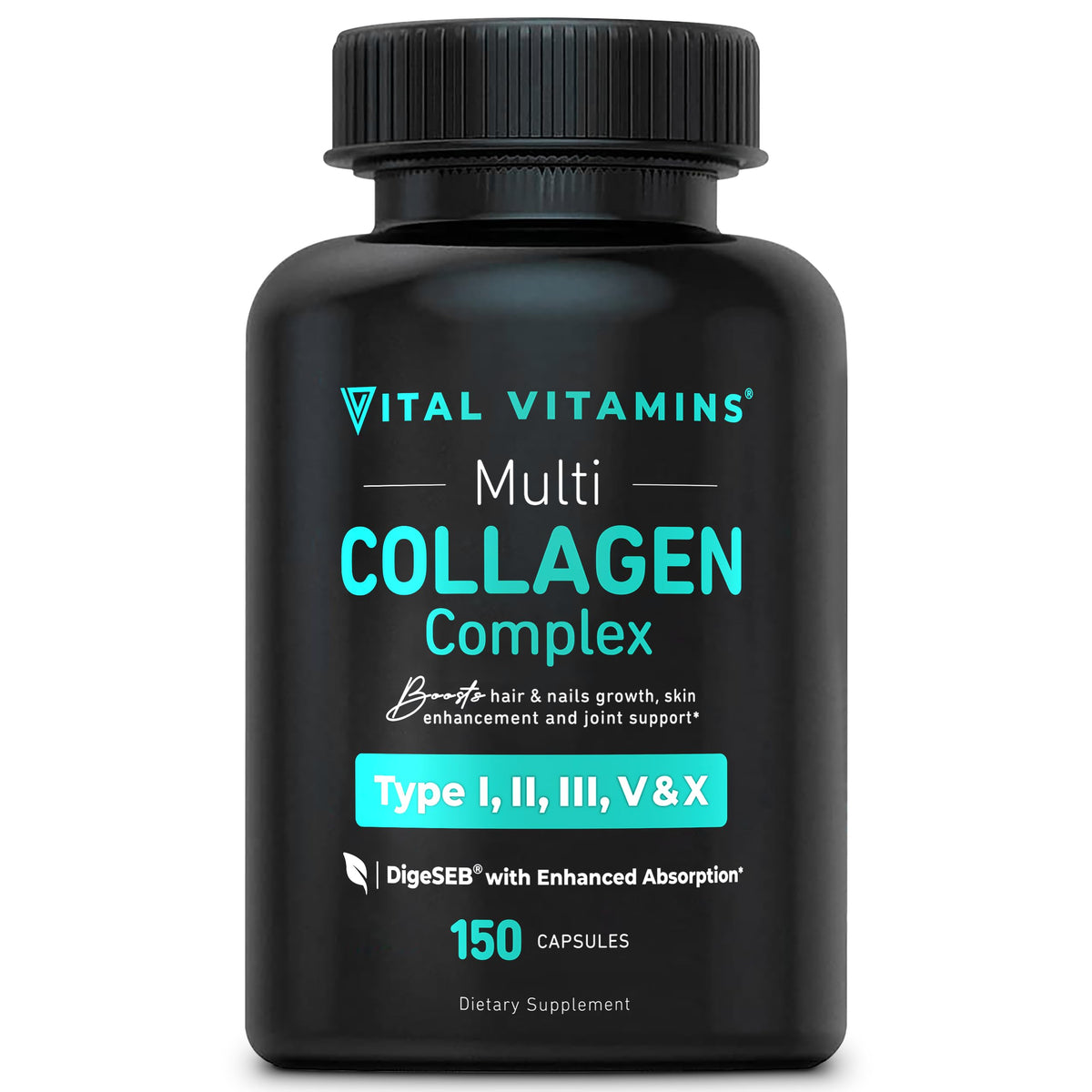 Vital Vitamins Multi Collagen für Frauen und Männer – Typ I, II, III, V, X – Weidehaltung, gentechnikfrei – 150 Kapseln