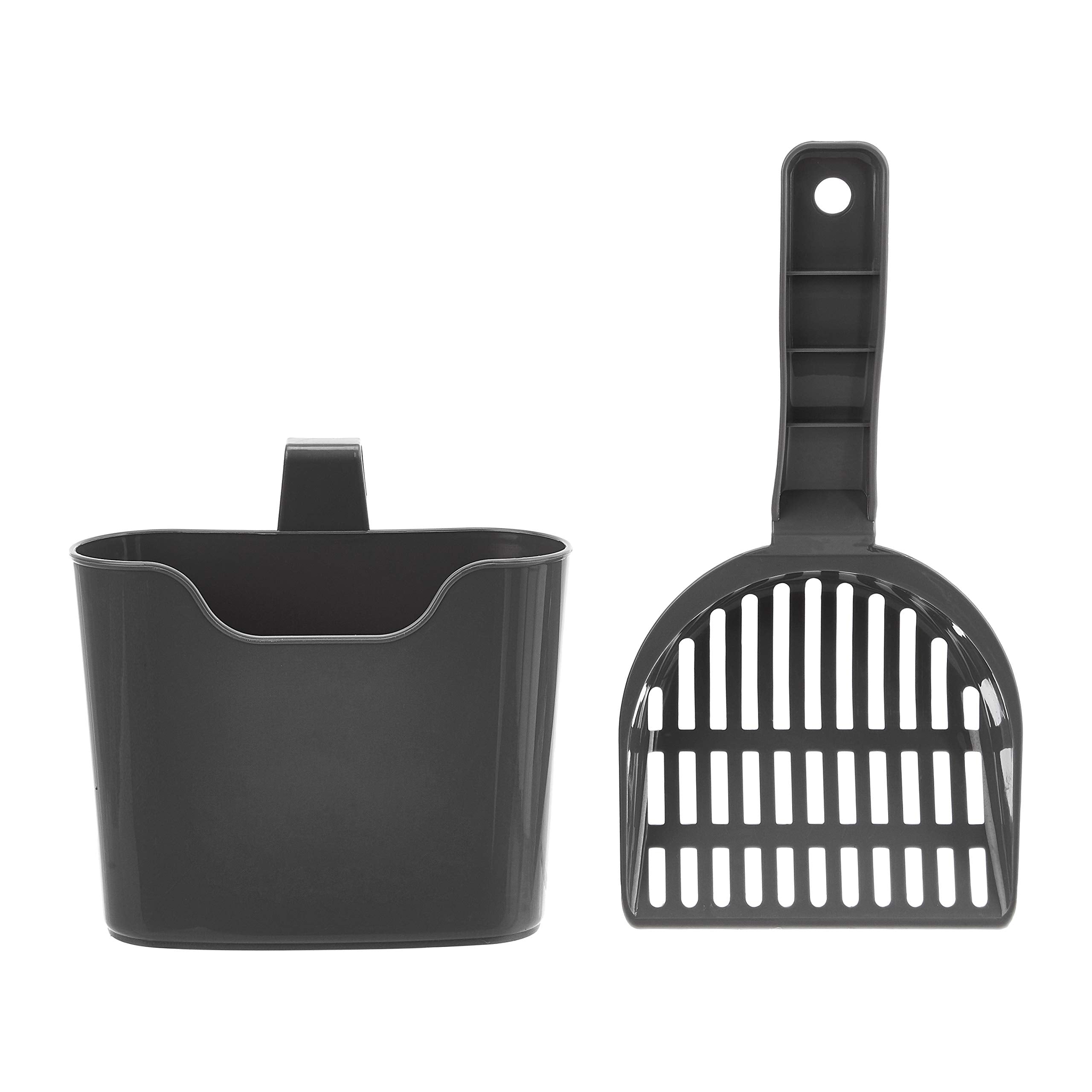 Amazon Basics Durable Litter Scoop for Cat Litter Box, with Holder, Efficient Scooper