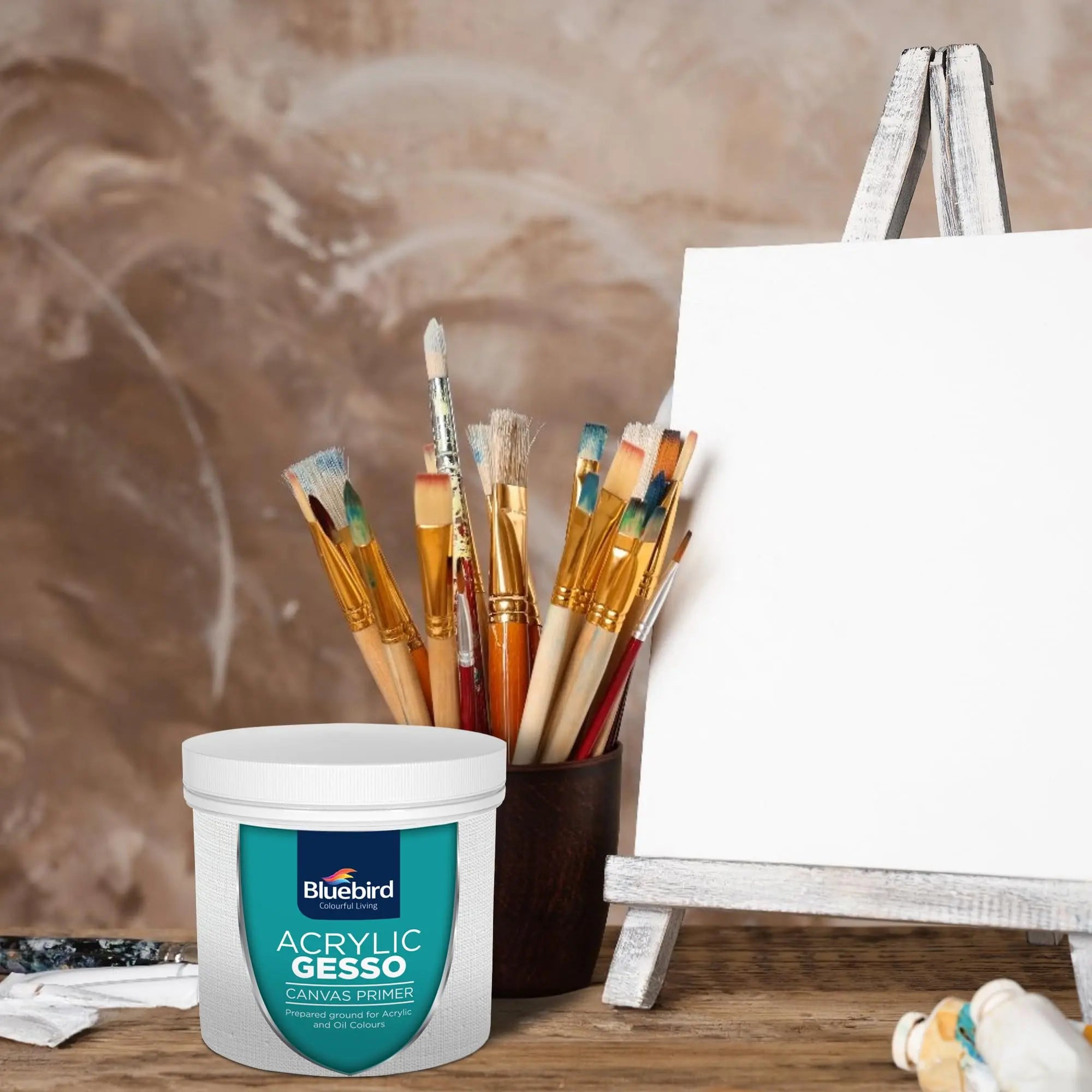 BLUEBIRD Heavy Gesso Primer for Acrylic Painting, 28.2 Oz / 513ML Full Tub, Gesso Surface Prep Medium For Acrylic Paint and Oil Paint (White)