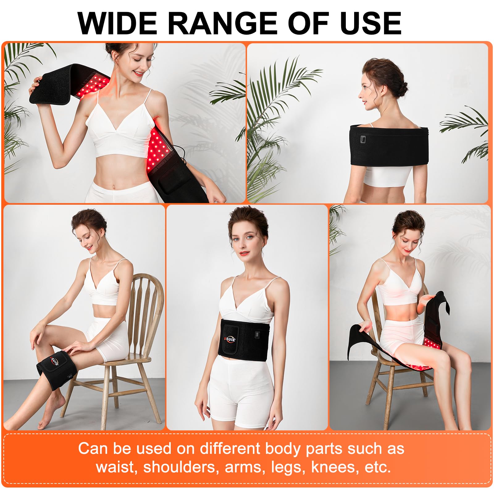 USUIE Red Light Therapy Belt, Infrared Light Therapy Wrap Red Light Therapy Device for Body with Timer for Back Shoulder Waist Muscle Pain Relief for Women Men