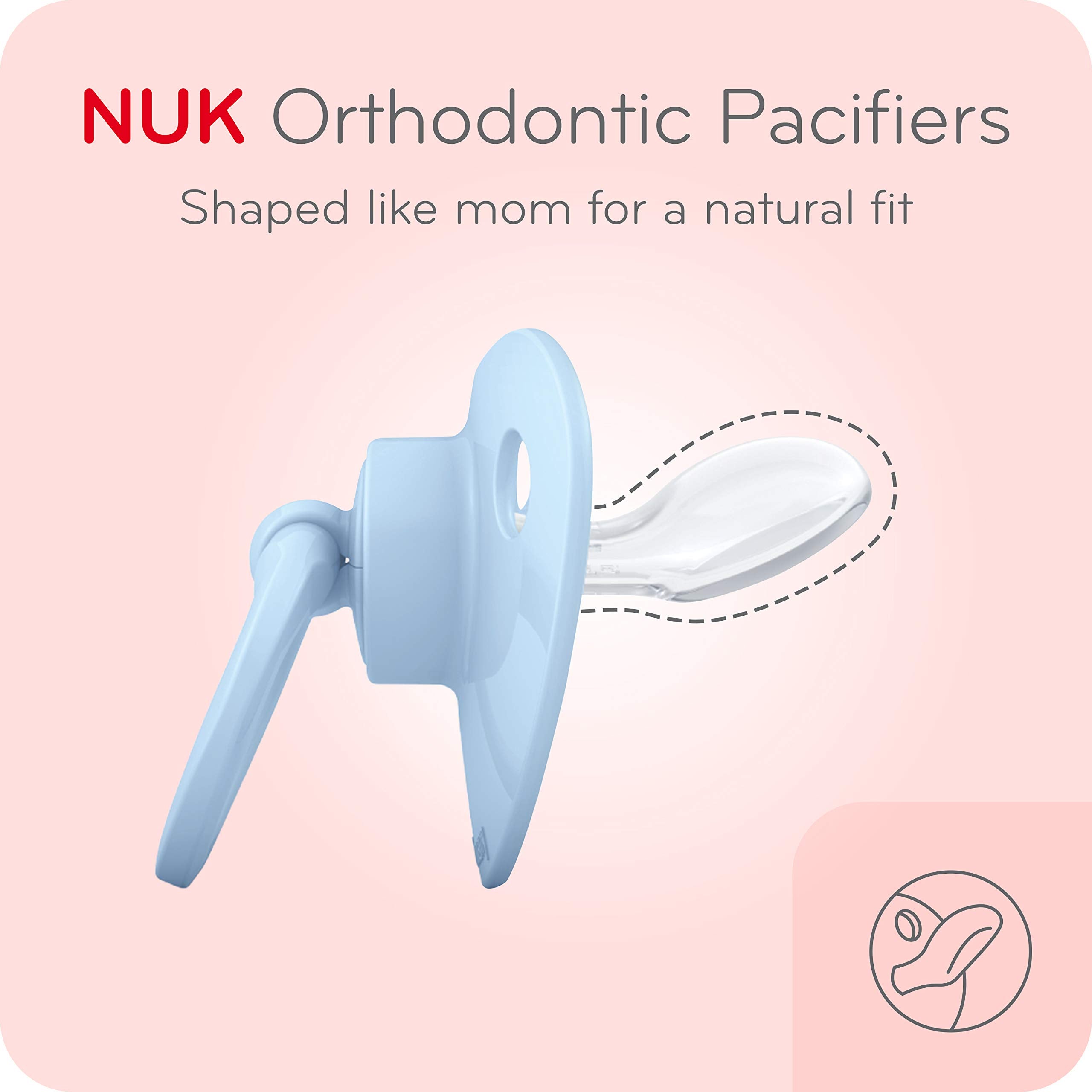 NUK Comfy Orthodontic Pacifiers, Pink Assorted, 18-36 Months, 2 Count