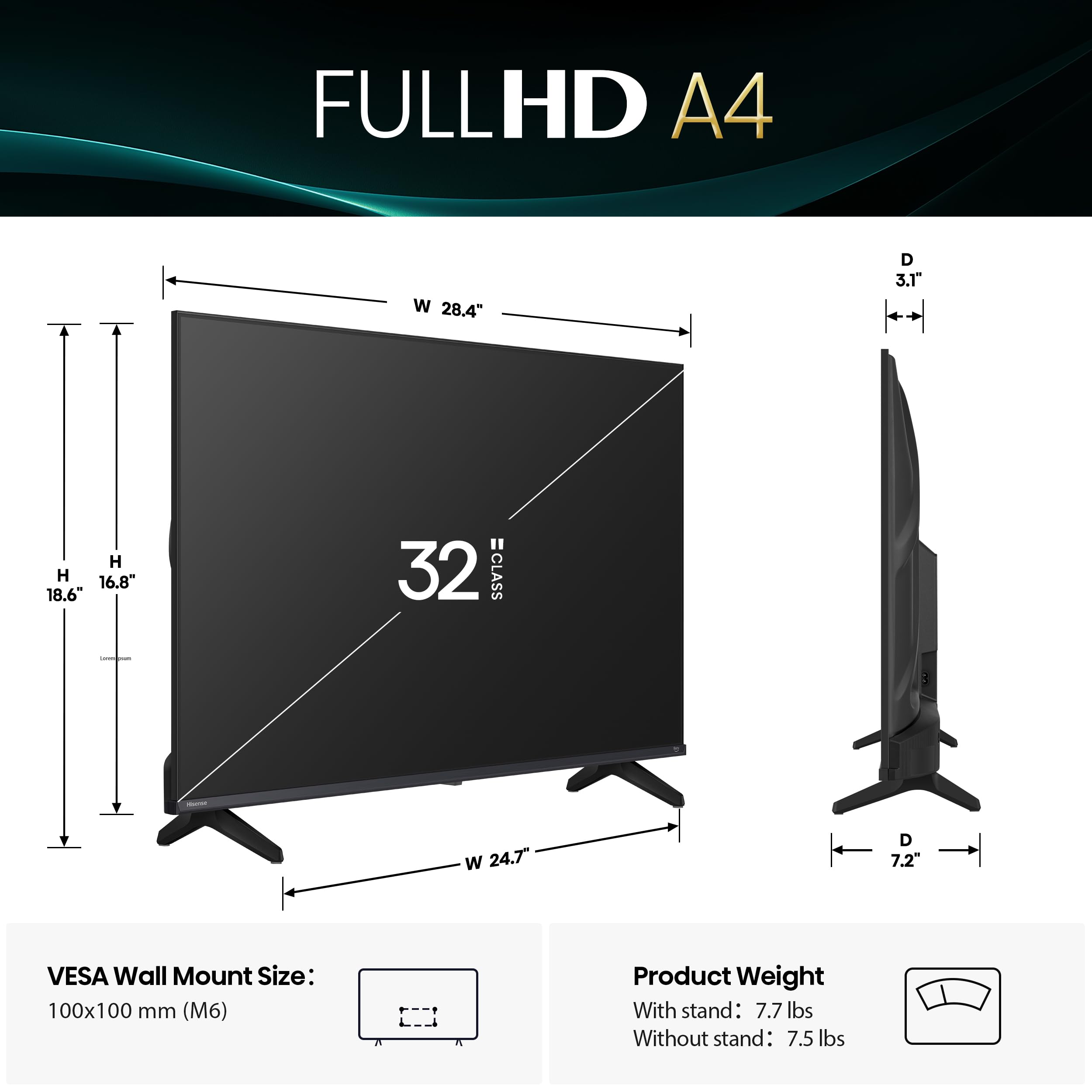 Hisense 32-Inch Class A4 Series FHD 1080p Smart Fire TV (32A4NF, 2025 Model) - DTS Virtual: X, Slim Bezel Design, Alexa Built in