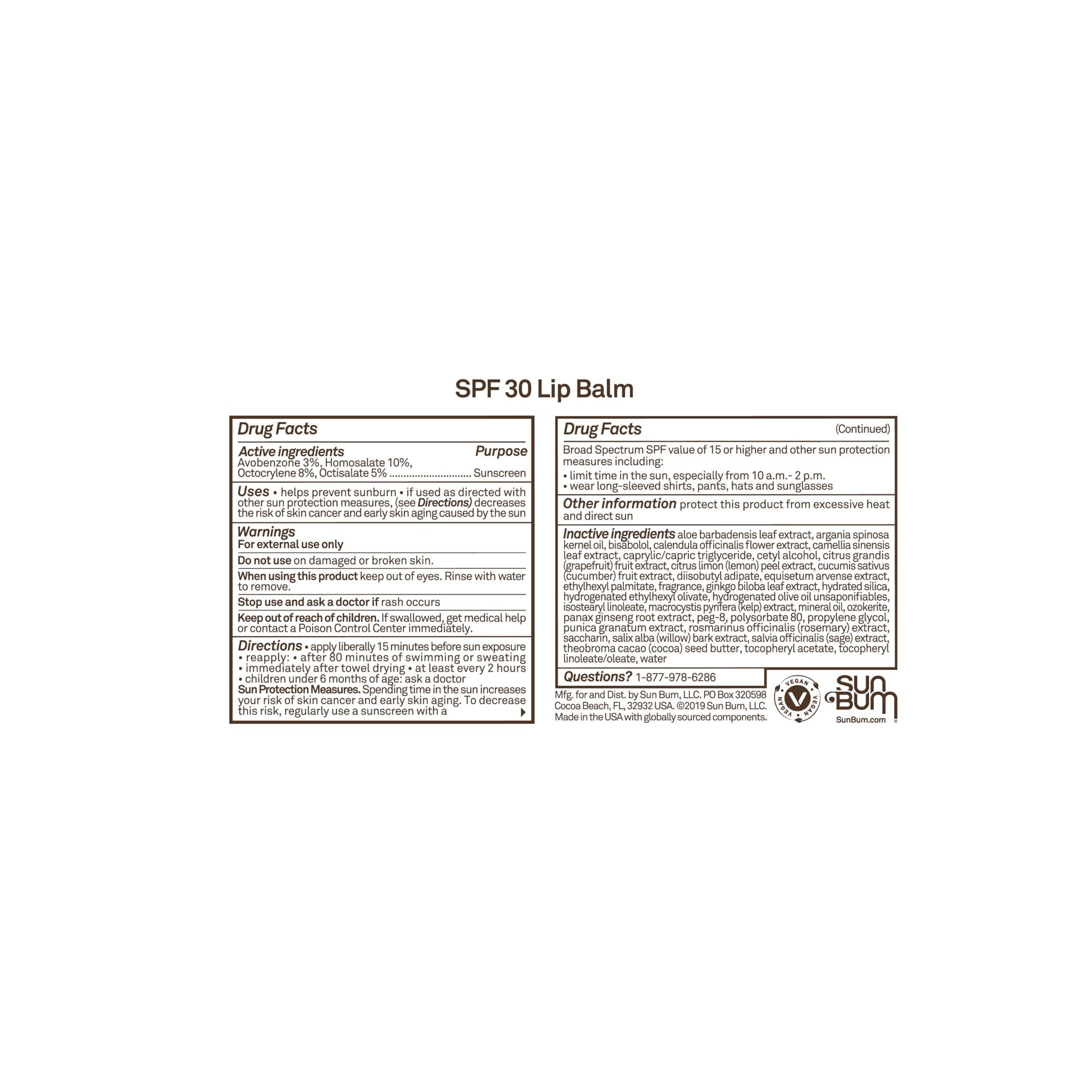 Sun Bum SPF 30 Sunscreen Coconut Lip Balm - Moisturizing Aloe Vera and Vitamin E - Vegan and Cruelty Free - Broad Spectrum UVA/UVB Lip Protection - 0.15 oz Stick