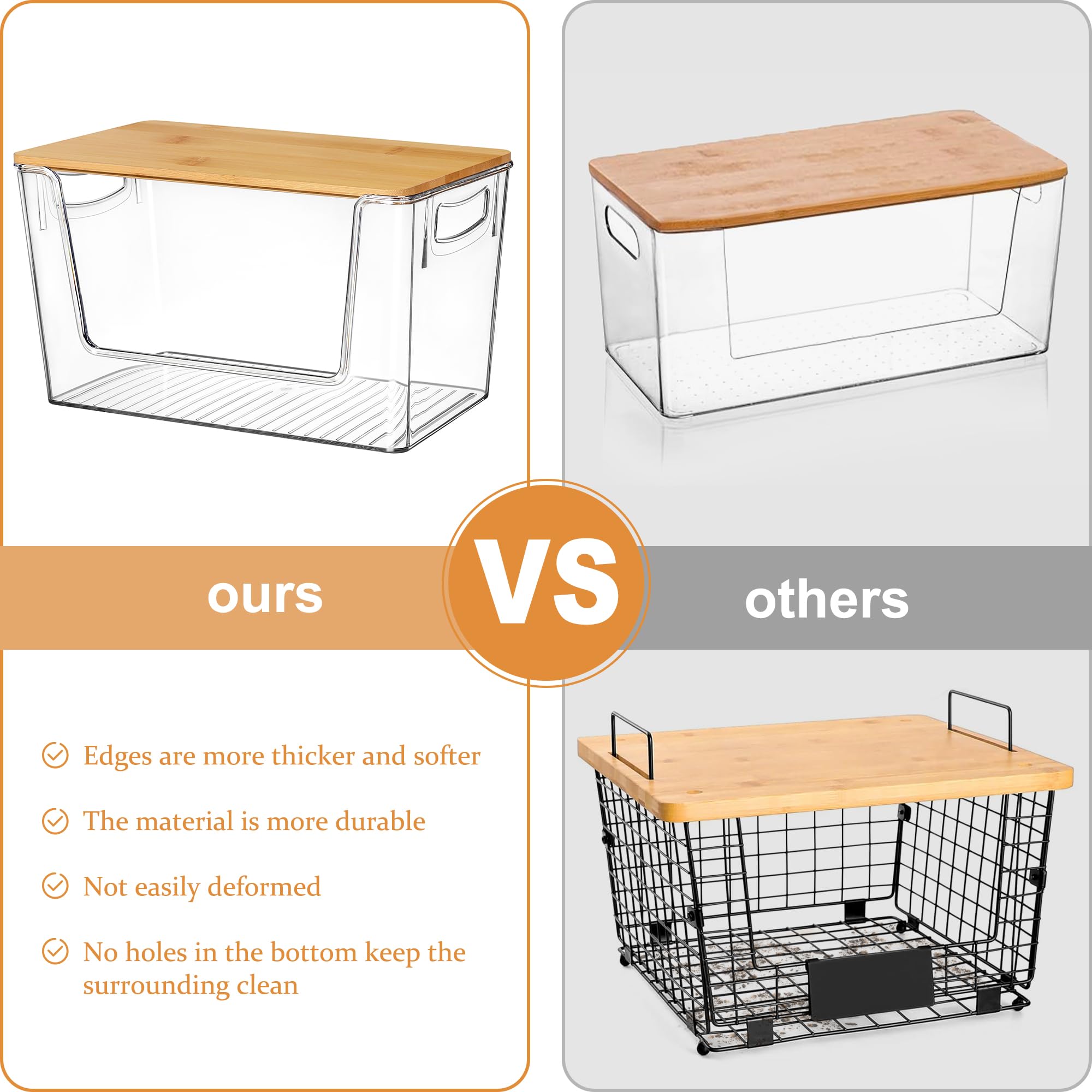Pantry Organizers Storage, 2 Pack Stackable Kitchen Counter Bins for Onion Potato Garlic, Fruit Vegetable Produce Storage Space-Saving Countertop Organizer (12" x 7" x7")