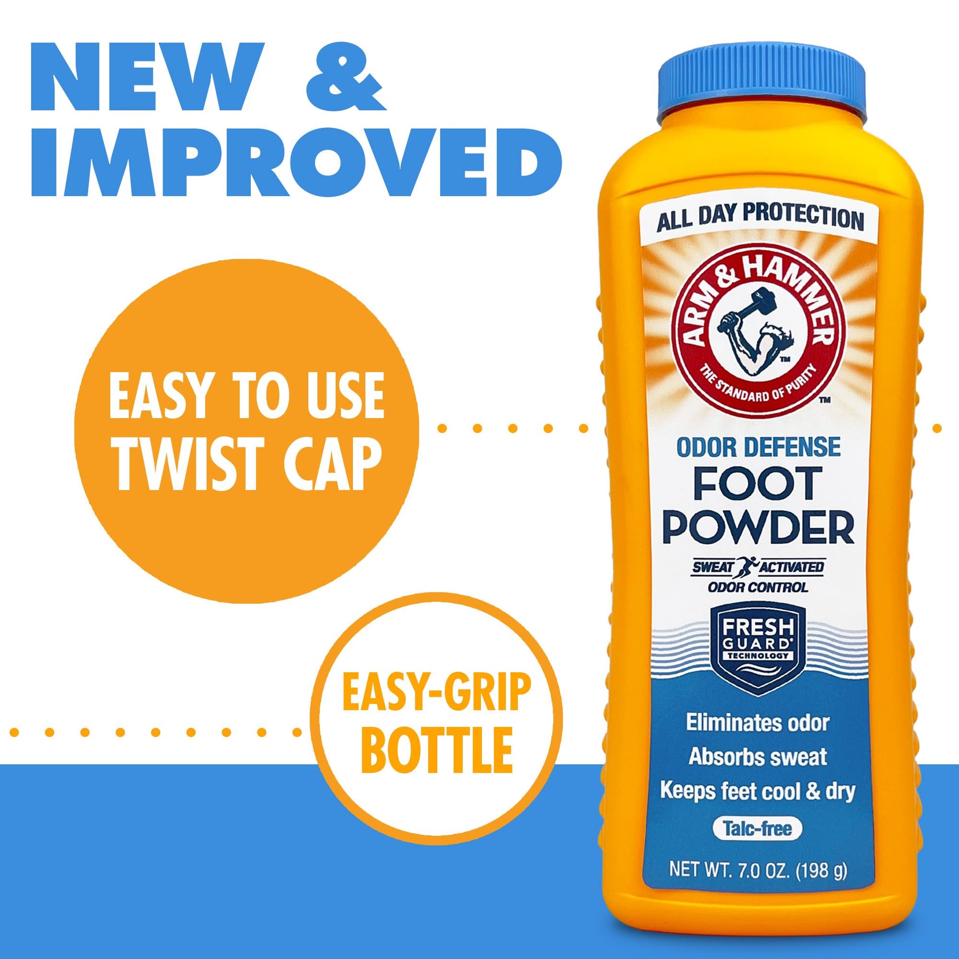 Arm & Hammer Foot Powder for Shoes & Feet, Talc-Free Odor & Moisture Control for Men & Women, 7 oz (3 Pack)