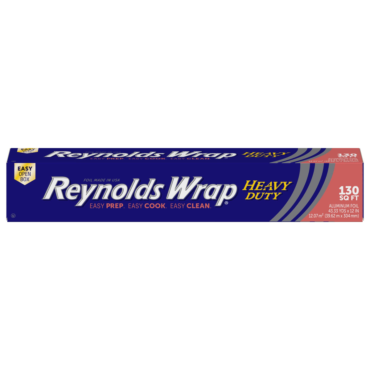 Reynolds Wrap Alufolie Rolle, extra stark, dicke und robuste Folie für zusätzliche Festigkeit und Haltbarkeit, sichere Lasche zum einfachen Öffnen und Schließen, 30,48 cm breit, 12,08 m².
