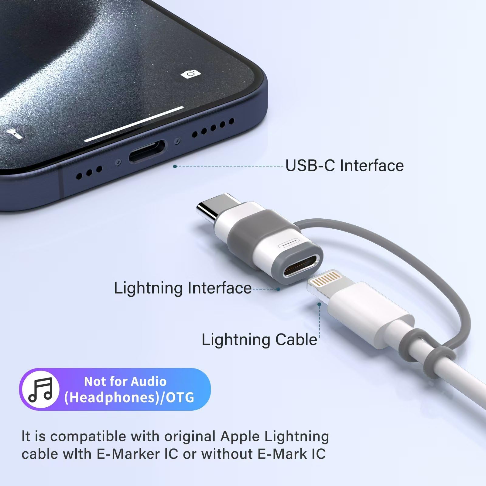 4 Pack Lightning to USB C Adapter for iPhone 15/16 Pro/16 Pro Max/Plus,Samsung S24,iPad Air,Nintendo Switch,Fast Charging&Data Transfer (Lightning to USB C Adapter)