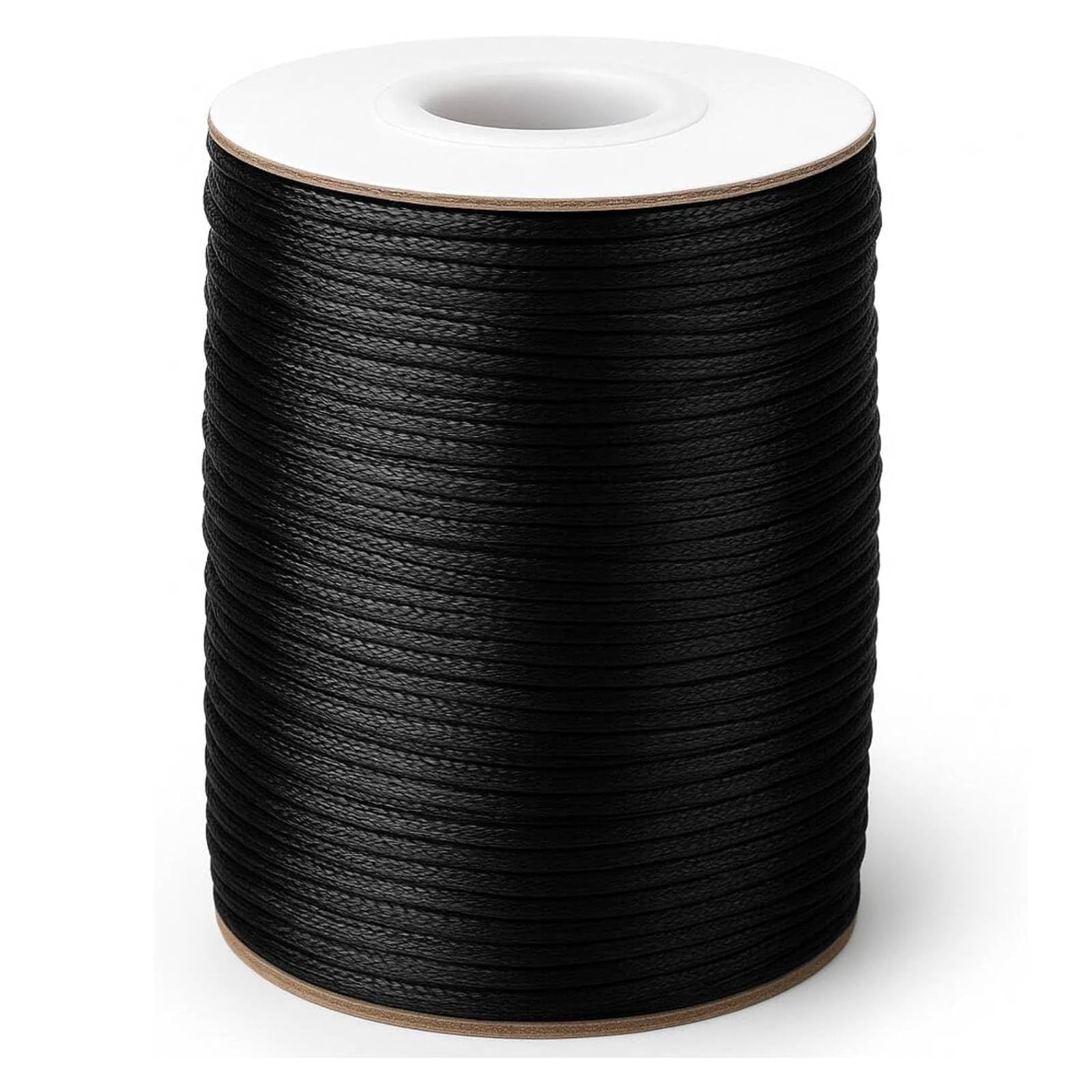 Anwyll 1,5 mm schwarze Nylonschnur – 100 Meter Windspiel-Schnur Wetterfeste Nylonschnur Schwarze Nylon-Armband-Schnur Perlenfaden Makramee-Besatzschnur für Halsketten, Schmuckherstellung, Basteln, Halloween