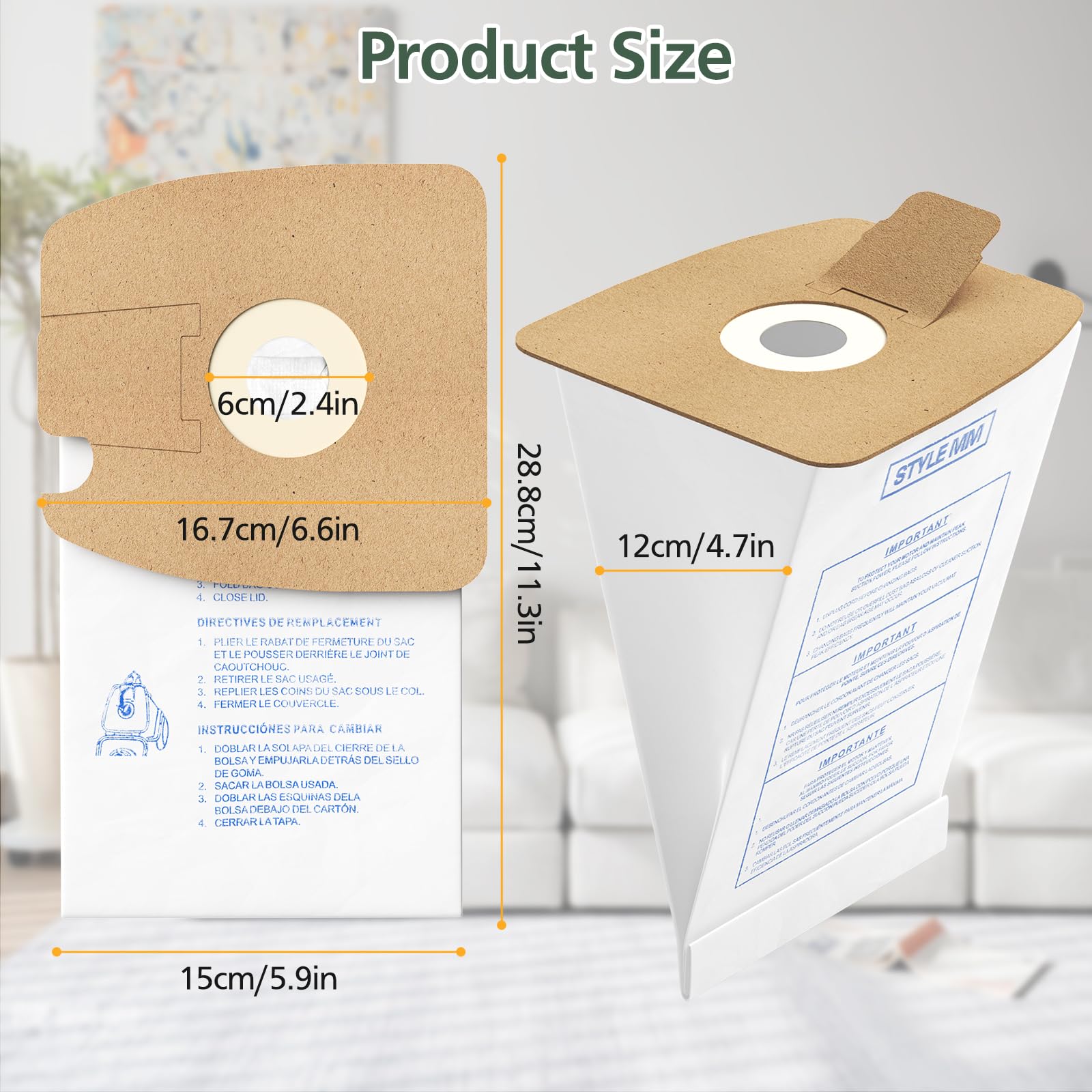 20 Pack Style MM Vacuum Bags Compatible with Eureka Style MM Eureka Mighty Mite 3670 and 3680 Series Canister Vacuums, Replaces Part # 60295, 60295A, 60295B 60295C, 60296 & 60297A