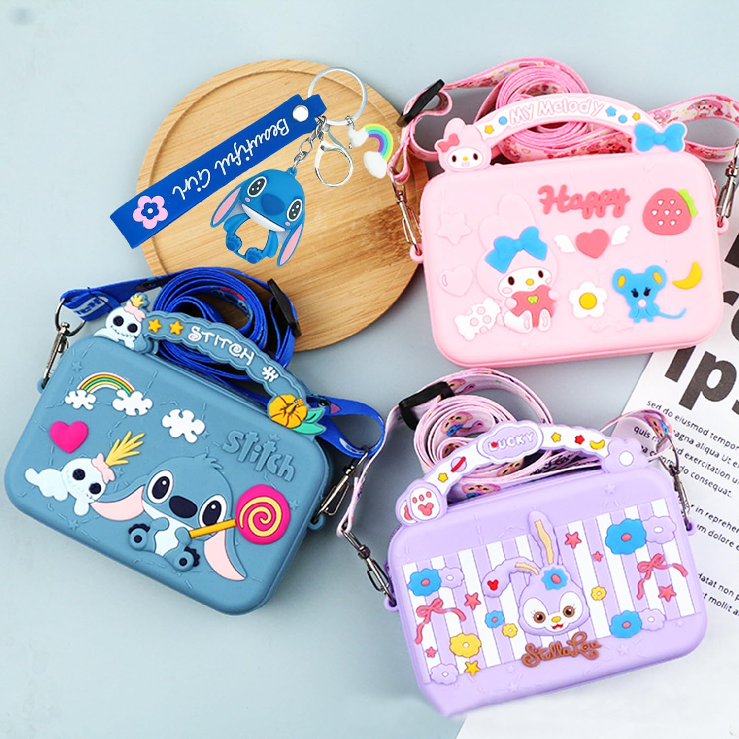 MOBRWUVS Crossbody bag with Adjustable Shoulder Strap, Handbag with Zipper, Badge Wallet with Lanyard, Wallet Purse Shoulder Bag Coin Pouch Accessories Money Bag for Girls