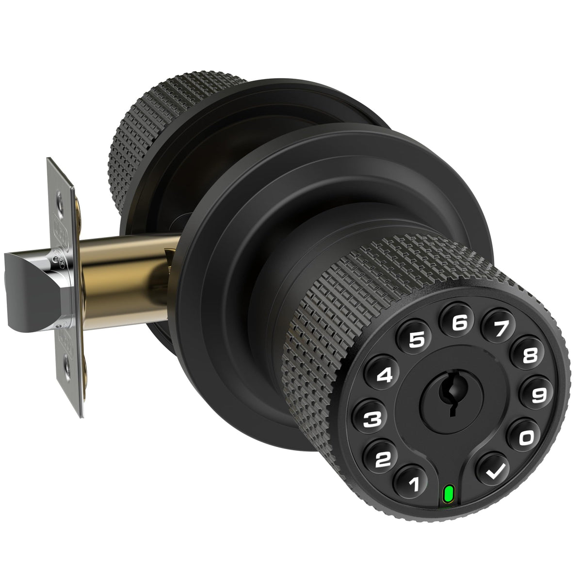 قفل باب ذكي iulock بمفاتيح ولوحة مفاتيح، 50 رمز مستخدم، مقاوم للماء، قفل تلقائي - أسود مطفي