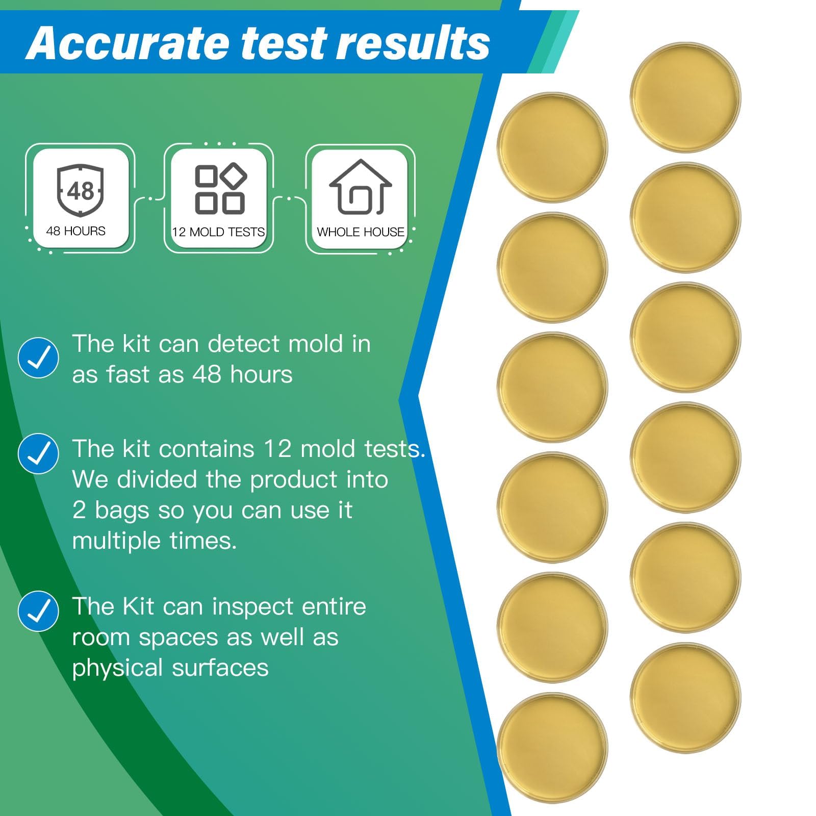 Mold Test Kit for Home - 12 Simple Detection Tests,Test HVAC System,Home Surfaces,& Indoor Air Quality Testing Kits,DIY Mold Detector at Home,Includes Detailed Mold Identification Guide,air Tester