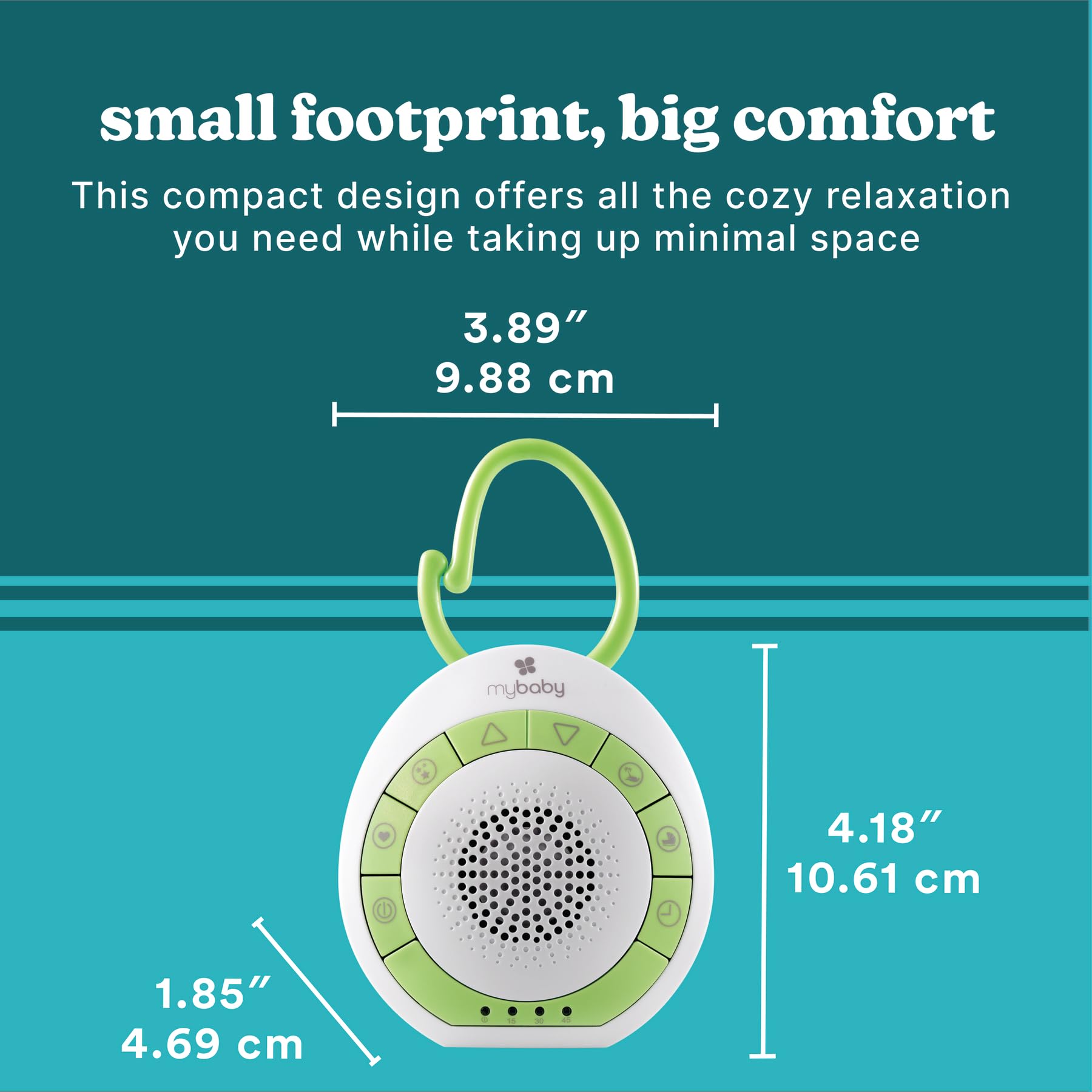 MyBaby Baby Sound Machine - White Noise Sound Machine for Baby, Travel, Nursery and On The Go - 4 Soothing Sounds, Integrated Clip, Small and Lightweight - Great for Baby Registry Gift