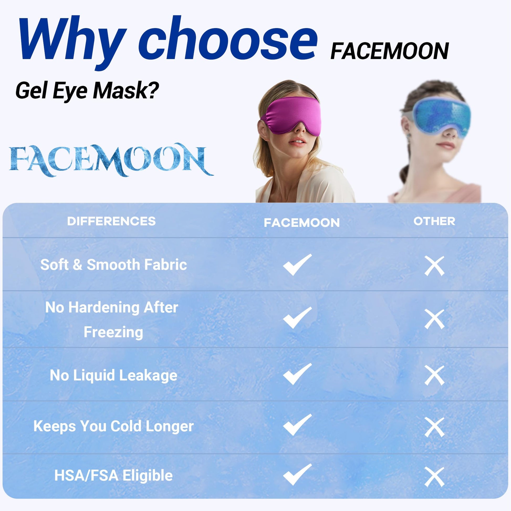 Cooling Eye Mask for Puffy Eyes: Cold Compress for Migraines Headache After Surgery and Puffiness, Relaxation Gifts for Women, Gel Sleep Mask for Dark Circles, Reusable Face Ice Pack(Purple)