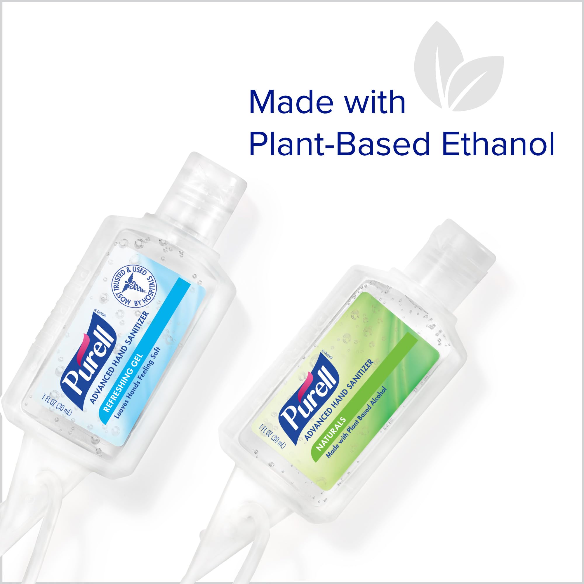 Purell Advanced Hand Sanitizer Variety Pack, Naturals and Refreshing Gel, 1 Fl Oz Travel Size Flip-Cap Bottle with Jelly Wrap Carrier (Pack of 8) - 3900-09-ECSC