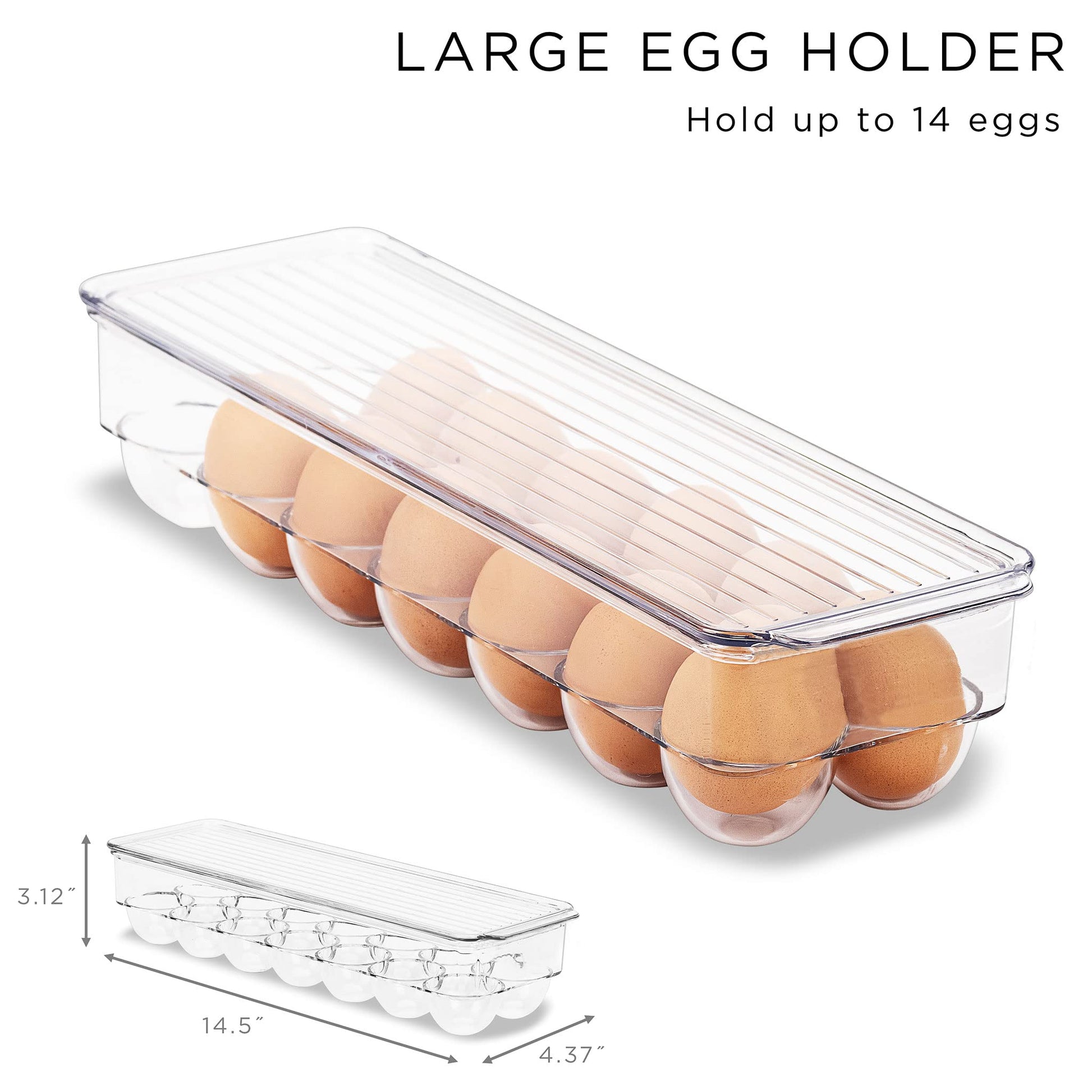 Sorbus Refrigerator Organizers and Storage Bins Set of 6 – Includes 2 Wide Bins, 2 Narrow Bins, Soda Can Organizer, and 14 Egg Holder – Clear Fridge Organizer Bins for
