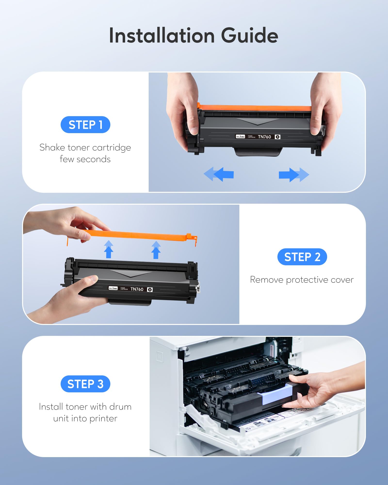 TN760 Toner Cartridges Replacement for Brother Toner TN-730/TN-760 Compatible HL-L2350DW MFC-L2710DW MFC-L2750DW HL-L2395DW HL-L2370DW DCP-L2550DW HL-L2390DW (Black, 2 Pack)