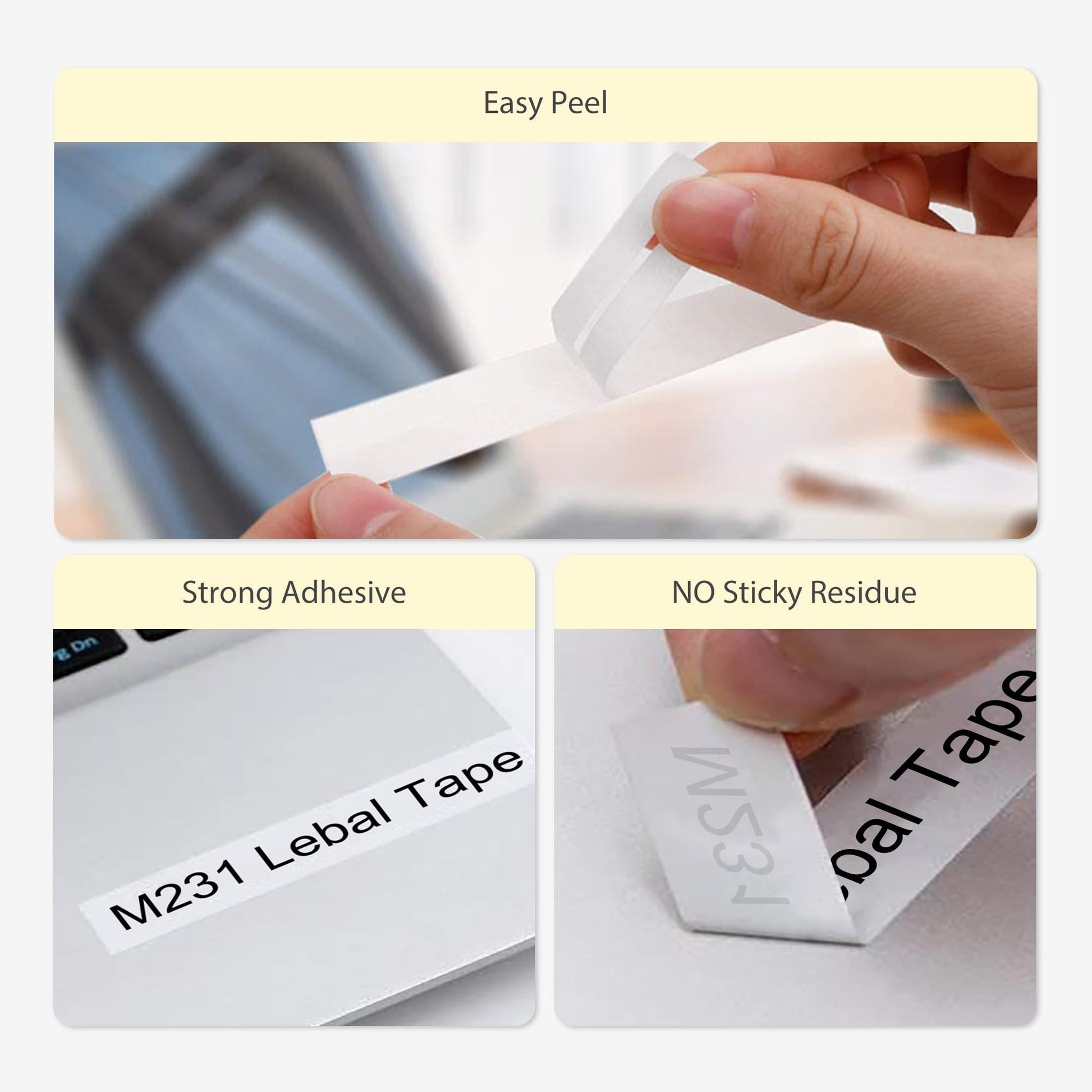 6-Pack M-K231 M Tape Compatible Label Tape Replacement for Brother P-Touch M231 MK231 M-231 M-K231S 12mm 0.47'' White Work with Brother Ptouch PT-65 PT-M95 PT-90 PT-70 PT-80 PT-70BM PT-45 Label Maker