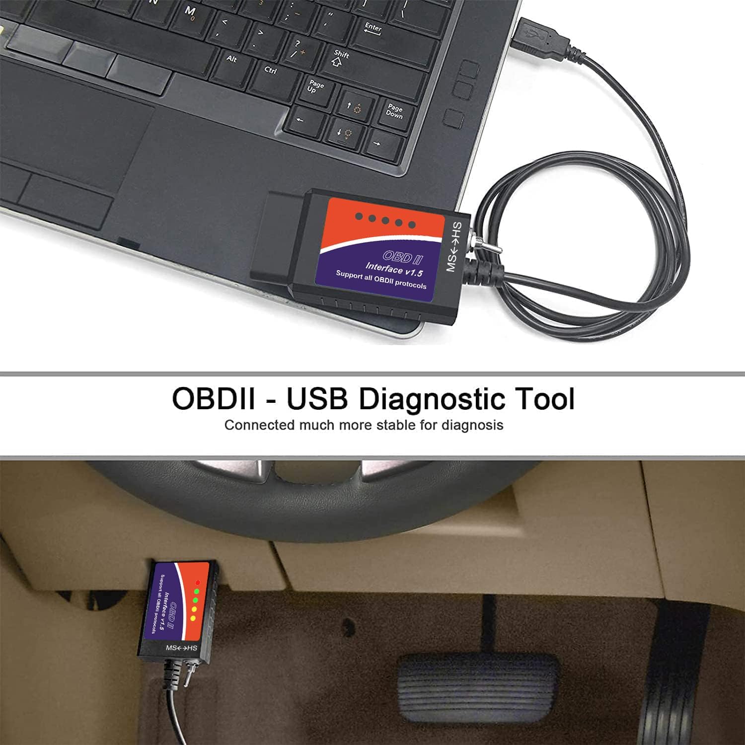 ELM327 USB Adapter OBD2 Scanner for Windows, ELMconfig FoCCCus Diagnostic Scan Tool with MS-Can/HS-Can Switch for Ford Lincoln Mazda Mercury Series Vehicles