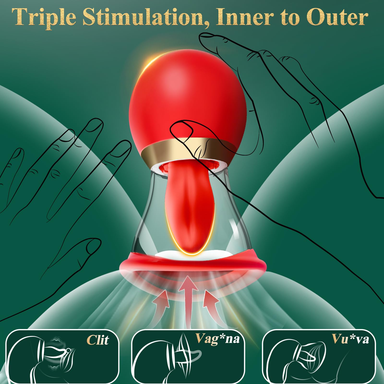 Gasevimo Vibrator Adult Sex Toys for Women - 5IN1 Sucking Vibrator Rose Sex Toy, 3 Sucking, 9 Tongue Licking & Vibrating Adult SexToys, LCD Display Removable Cup Clitoral G Spot Vibrators