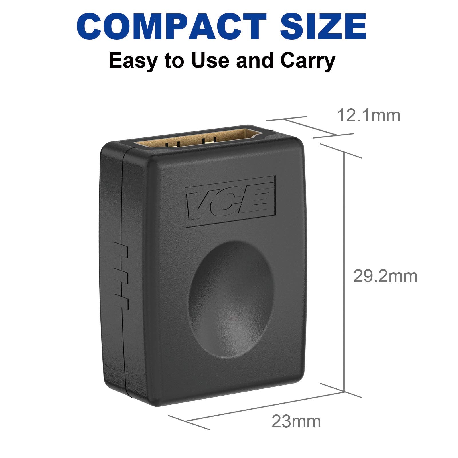 VCE HDMI Coupler HDMI Female to Female Connector 3D 4K Extension Adapter Compatible with PCs and Xbox One，Wall-Mounted TVs and Five TV Sticks, 2-Pack