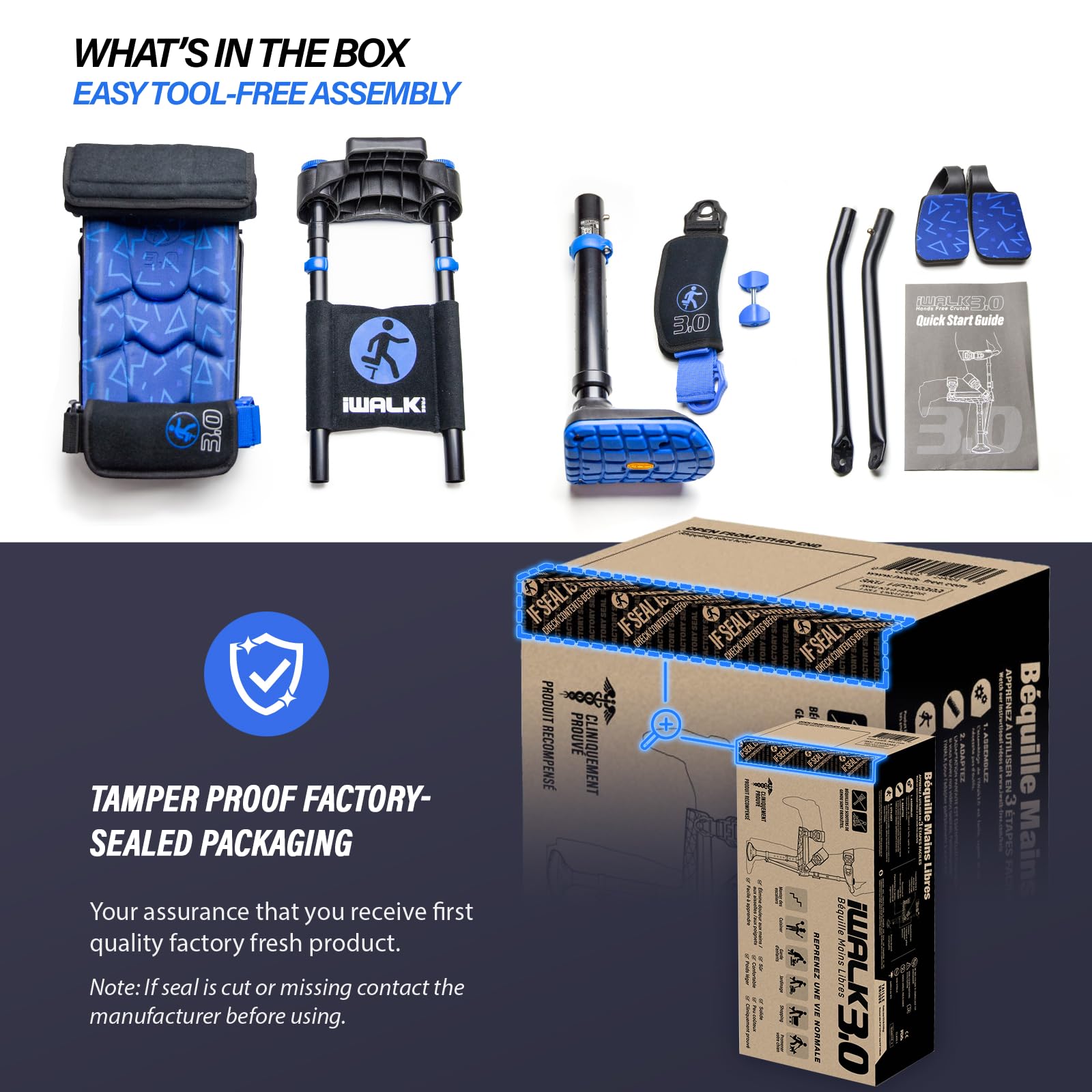 iWALK3.0 – The Original Hands Free Knee Crutch - Alternative to Crutches and Knee Scooters - iWALK Replaces Crutches for Adults - Peg Leg Crutch For Lower Leg Injuries - See All Qualifications for Use