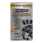 Trojan Supra Non-Latex Bareskin Lubricated Condoms, 6 ct