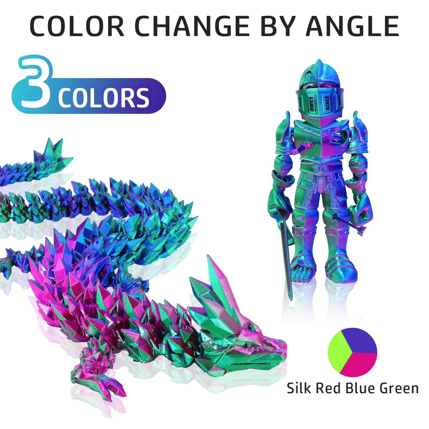 LOVOON 3D Printer Filament, Tricolor PLA Filament 1.75mm Silk Rainbow Filament Green-Red-Blue, 3D Printing Accessories PLA Filament Multicolor, Dimensional Accuracy +/-0.02mm, 2.2lbs/Spool