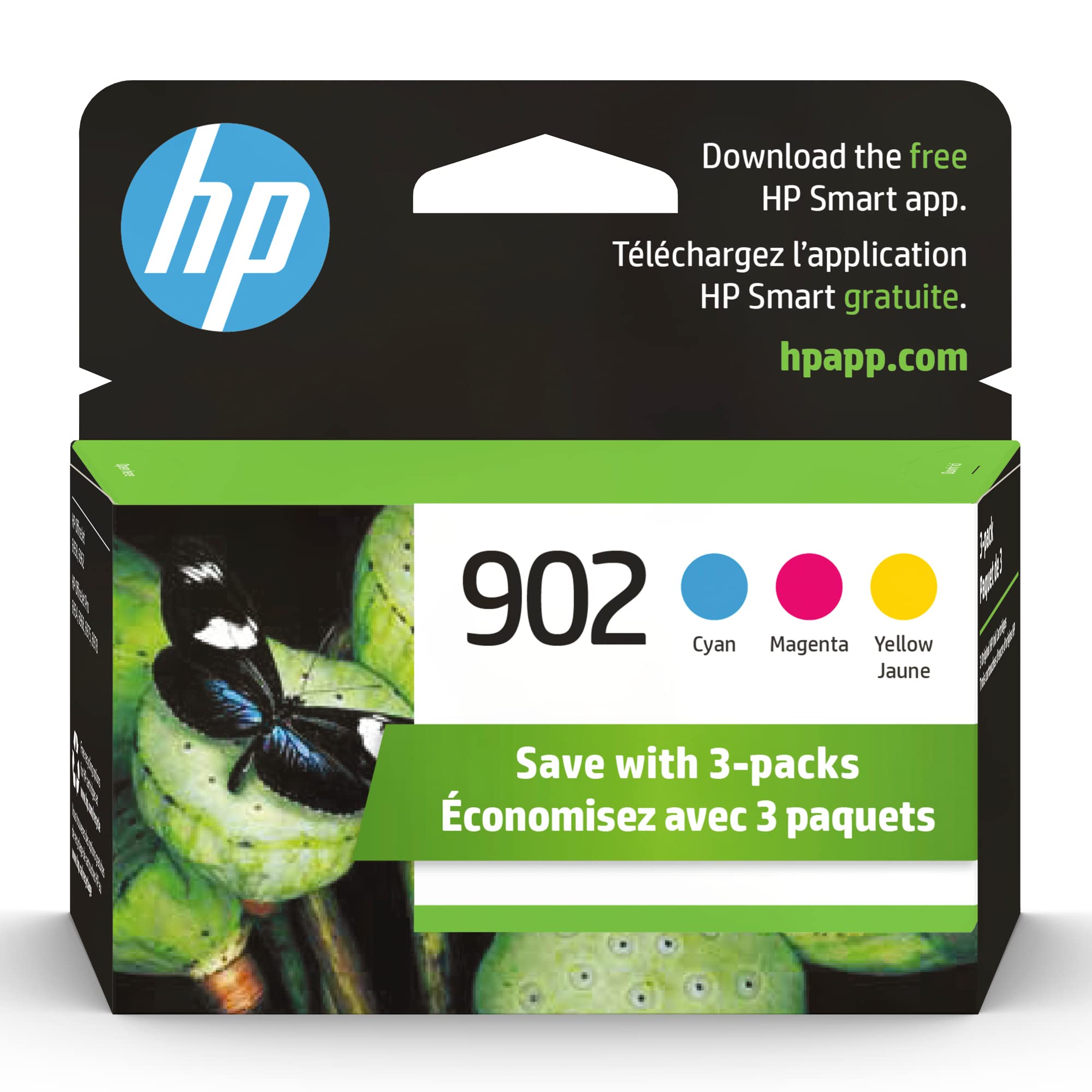 HP 902 Cyan, Magenta, Yellow Ink Cartridges for HP Printers | Works with Printer Series: OfficeJet 6950, 6960; OfficeJet Pro 6960, 6970 | Eligible for Instant Ink | T0A38AN