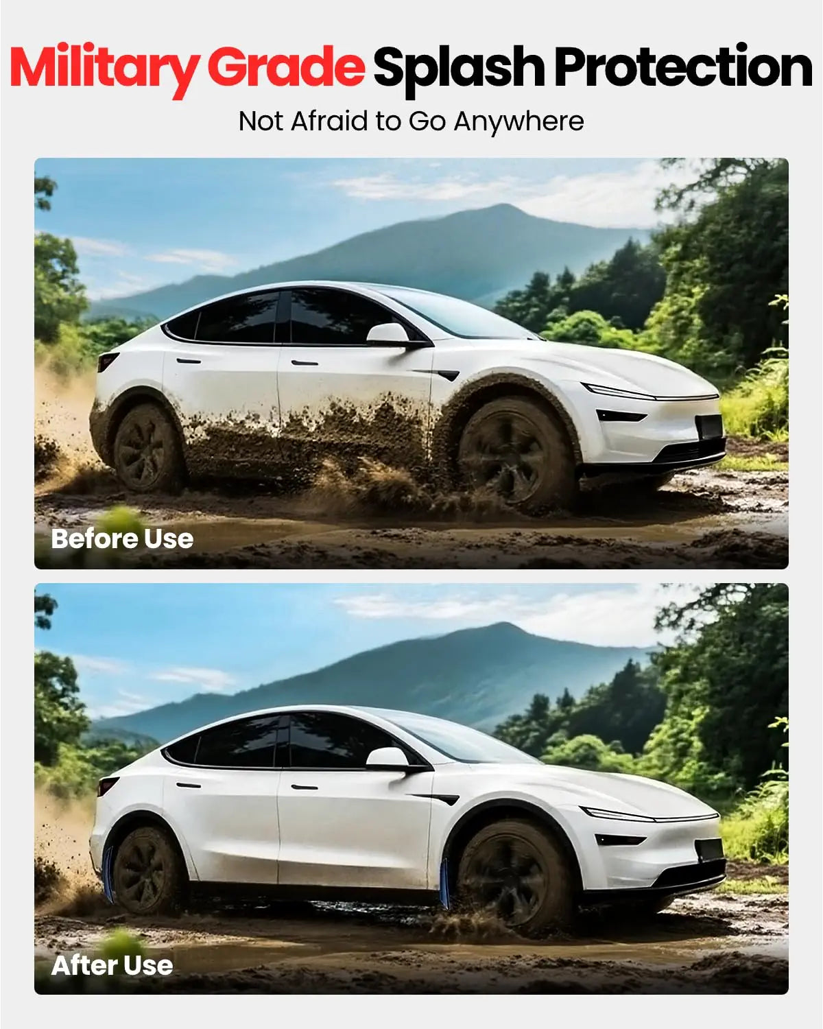 REEVAA 2025 Tesla New Model Y Juniper Accessories - Mud Flaps [Protect Paint, No Drilling Required] All-Weather Mud Guard Body Kits for Model Y Juniper 2025-2026, Black (Set of 4)