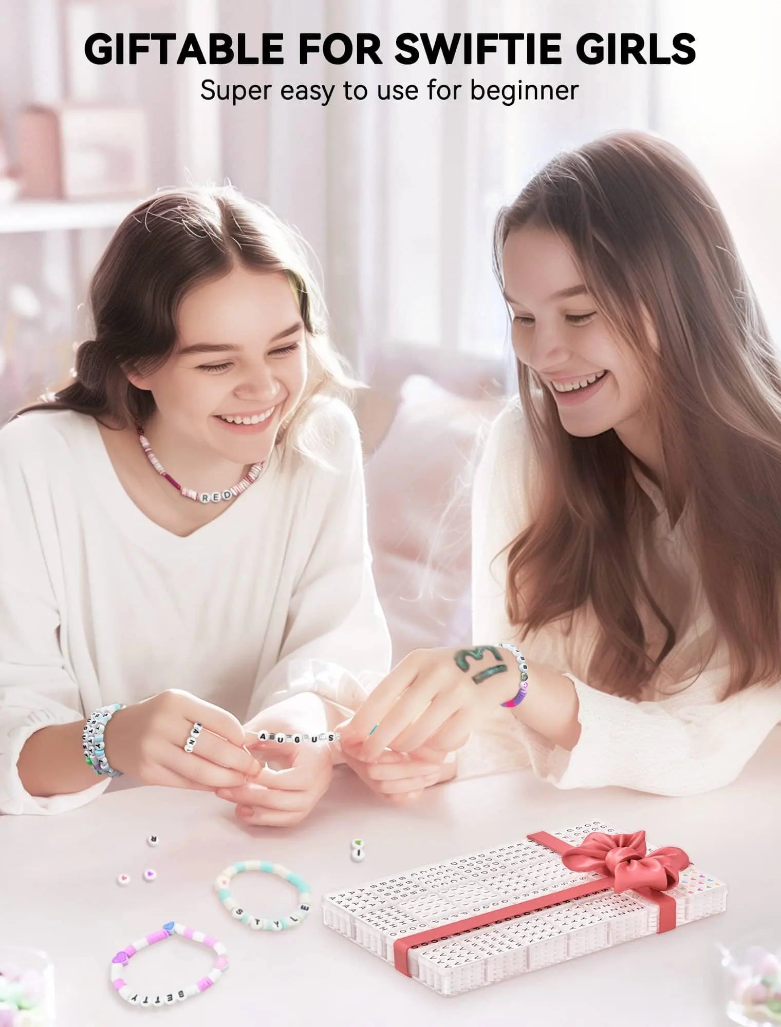 ARTDOT 1400 PCS Letter Beads for Jewelry Making Kit, 28 Styles Alphabet Beads for Friendship Bracelets Assorted Preppy Beads with Storage Case