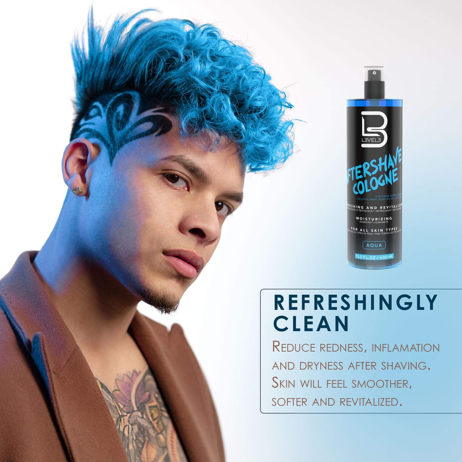 L3 Level 3 After Shave Spray Cologne - Softens Skin - Refreshes and Relieves Face and Skin - Moisturizing Formula Level Three After Shaving 13.5 floz/ 400ml