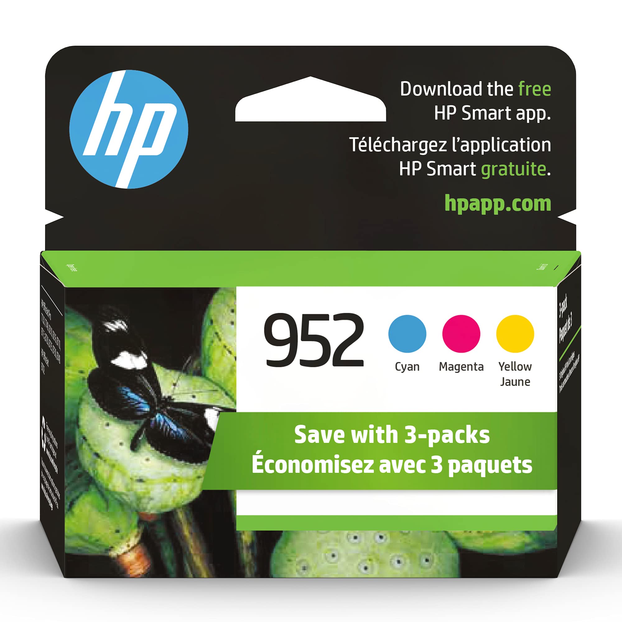 HP 952 Cyan, Magenta, Yellow Ink Cartridges (3-pack) | Works with Printer Series: OfficeJet 8702, HP OfficeJet Pro 7720, 7740, 8210, 8710, 8720, 8730, 8740 | Eligible for Instant Ink | N9K27AN