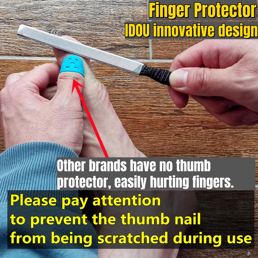 IDOU 2 Pieces Toe Nail Files for Thick Nails,Stainless Steel, 4 Sides for Men Seniors & Dogs
