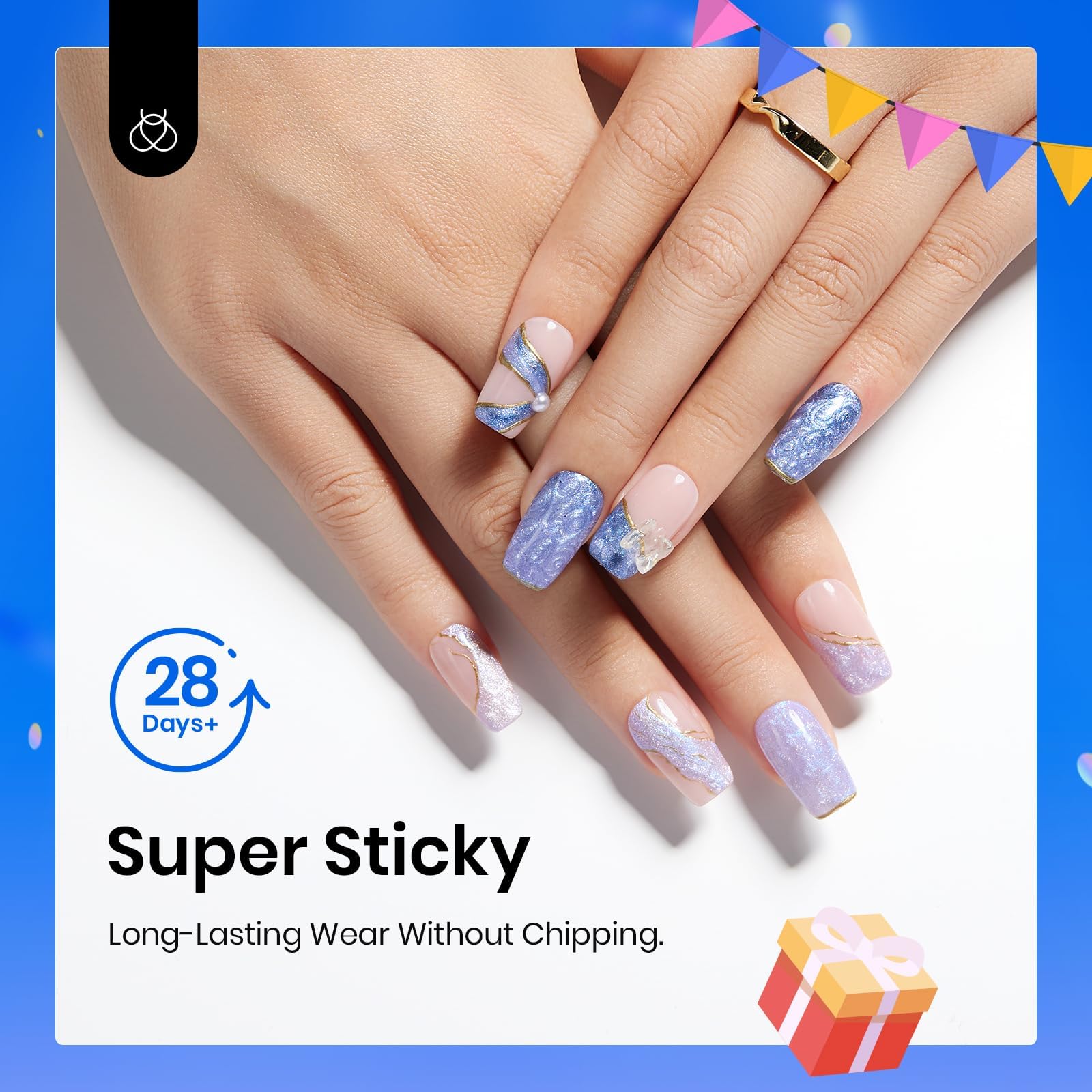 Beetles Gel Polish 9 in 1 Nail Glue with New Formula, 0.5 Fl Oz Super Strong Brush in Nail Gel Glue for False Nails Tips, Rhinestone, Base Gel, Blooming Nail Gel