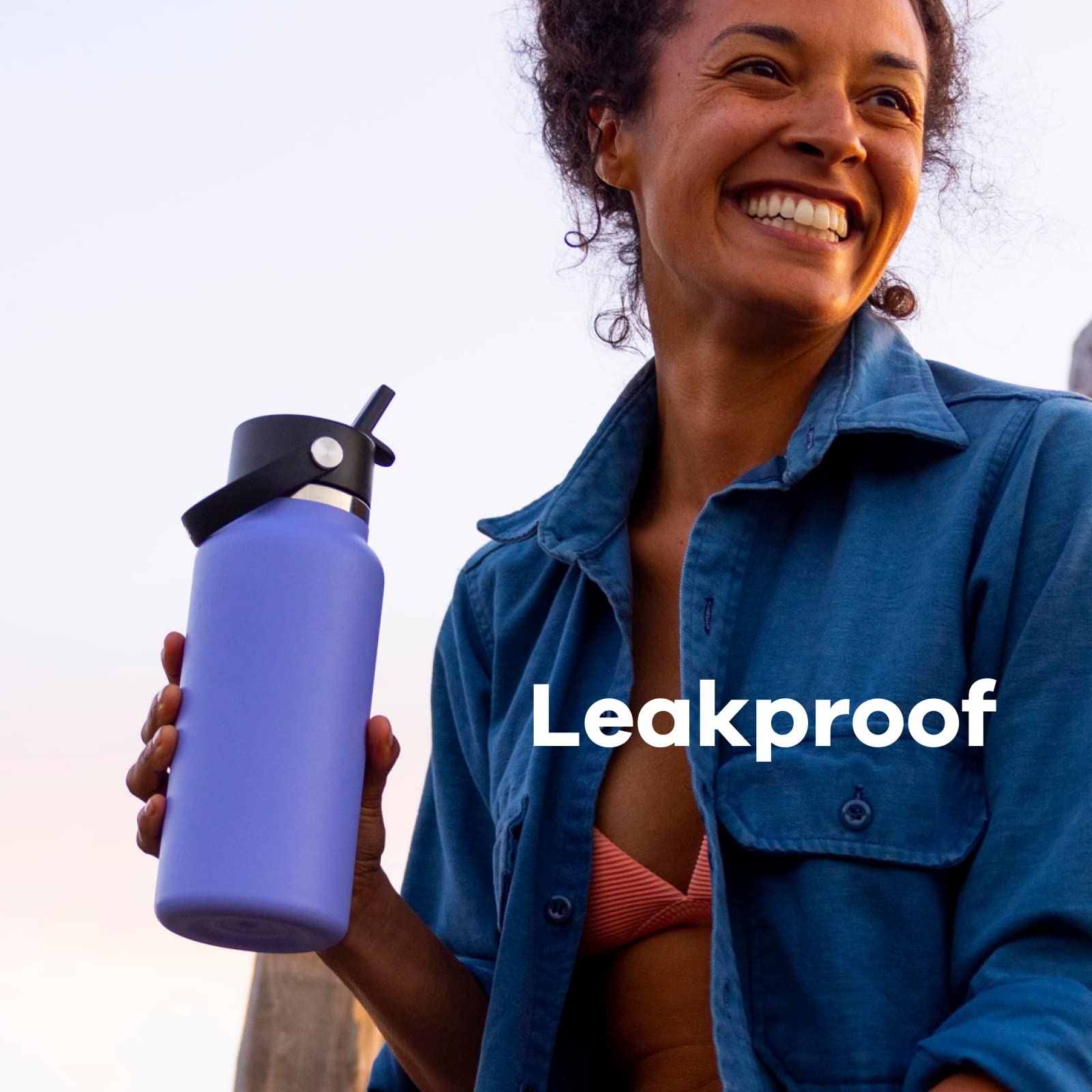 Hydro Flask 32 Oz Wide Flex Straw Cap Bottle - Insulated Stainless Steel - Wide Straw Lid, Non Spill, Leakproof in Indigo