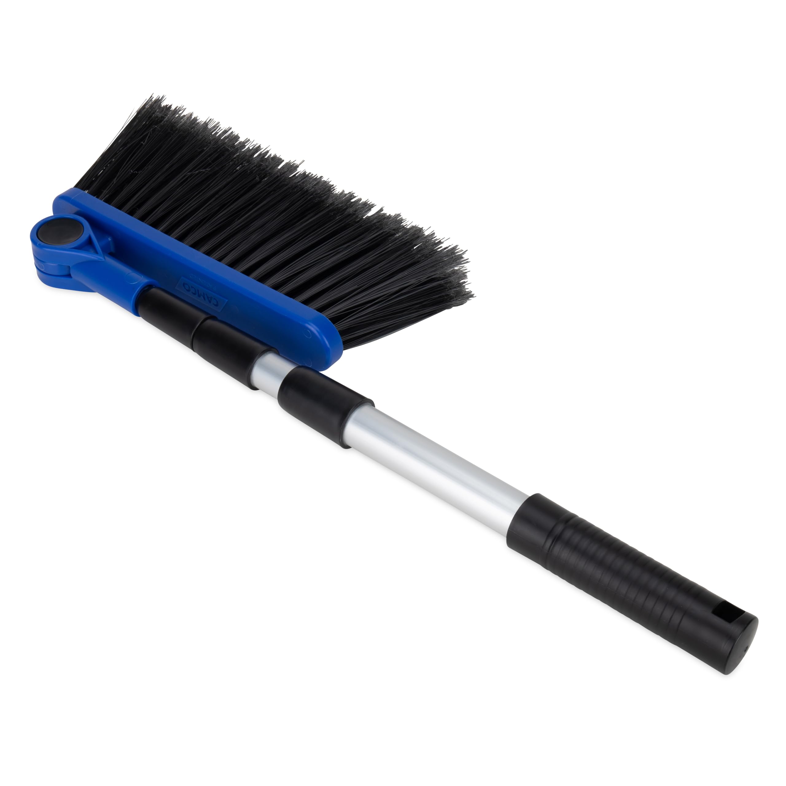 Camco Adjustable Broom and Dustpan - Portable & Compact Full Size Broom - Adjusts from 24-52 Inches, Ideal for RV, Marine, and Home Use (43623-A)