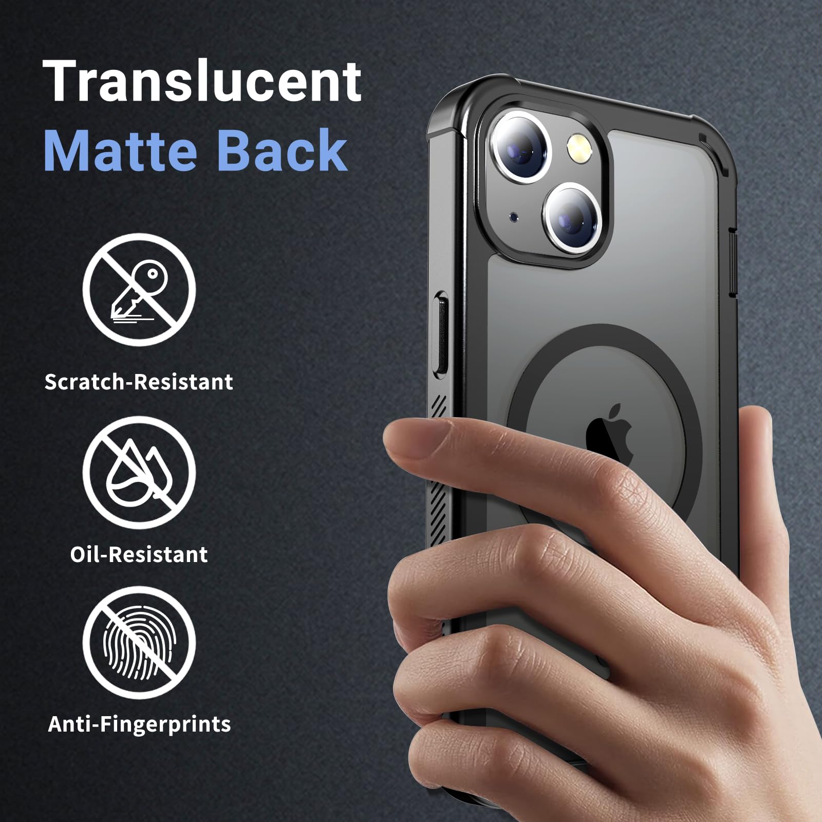 jaroco for iPhone 14 case, with [Compatible with MagSafe][Military Grade Drop Protection][Heavy Duty Protection][Non-Slip][Shockproof] with 2-Layer Durable Bumper Phone Case 6.1''-Black