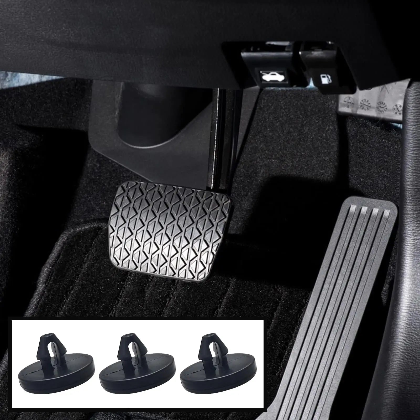 Ajxn 4 PCS Brake Pedal Pad and Light Switch Stopper - Black