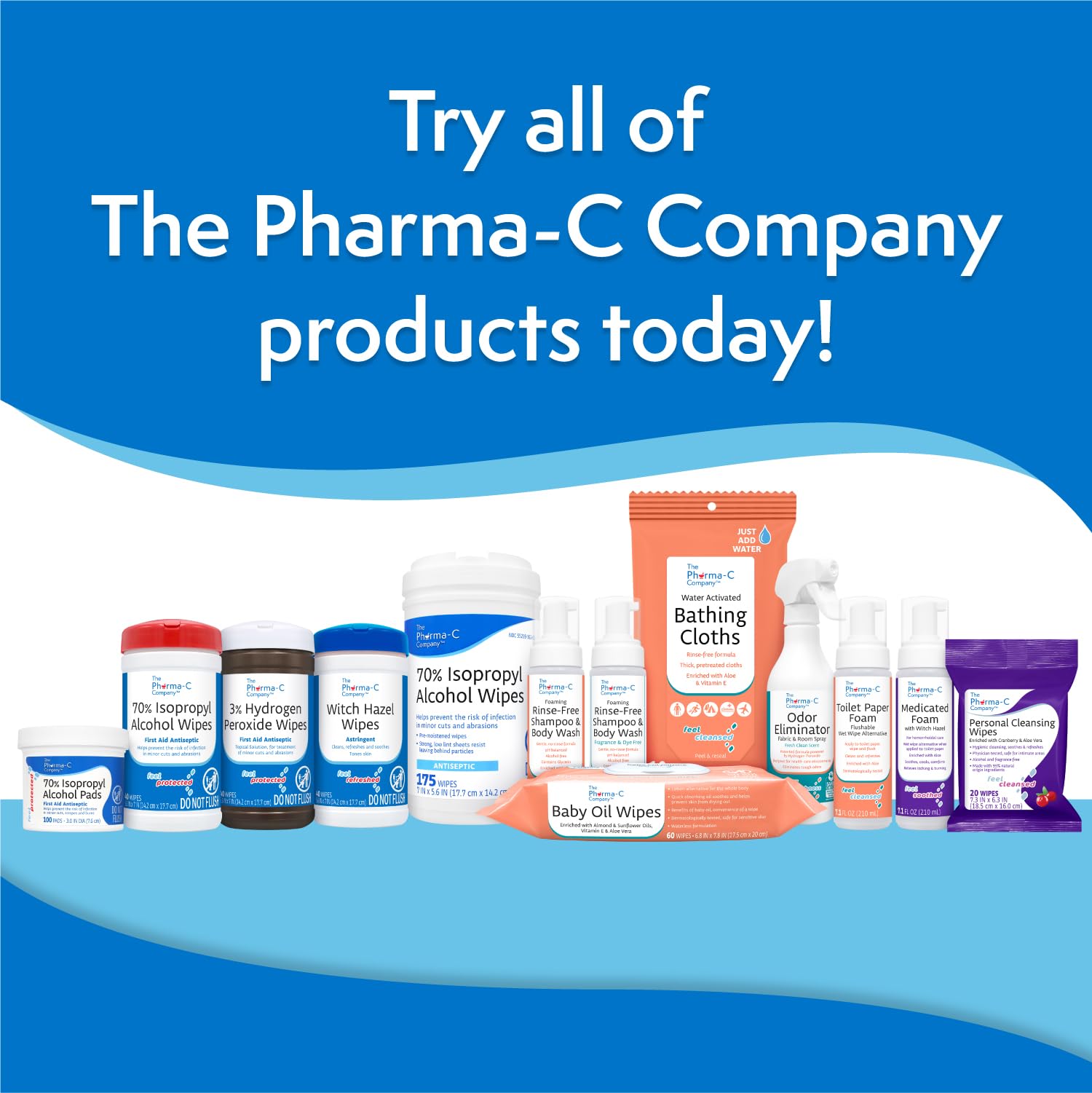 The Pharma-C Company 70% Isopropyl Alcohol Wipes [40 wipes] - IPA First Aid Antiseptic Wound Cleaner with Moisture Lock Lid. For minor cuts, scrapes, and burns.