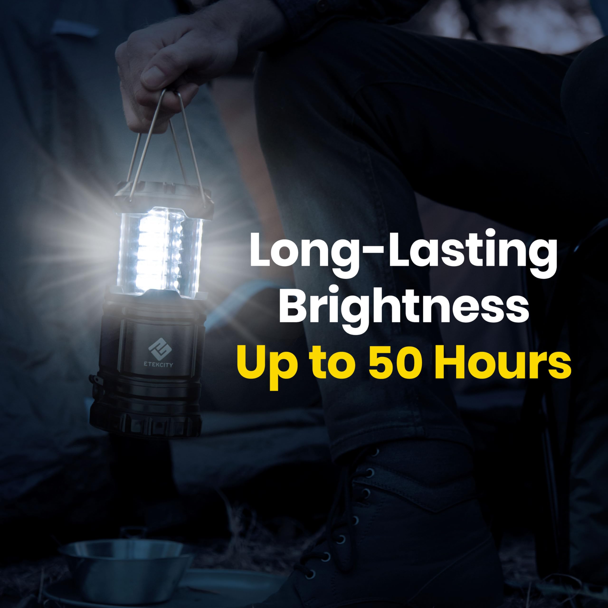 Etekcity Lantern Camping Essentials Lights, Led Flashlight for Power Outages, Survival Gear and Supplies for Emergency, Hurricane Preparedness Items , Battery Operated Lamp, 2 Pack, Black