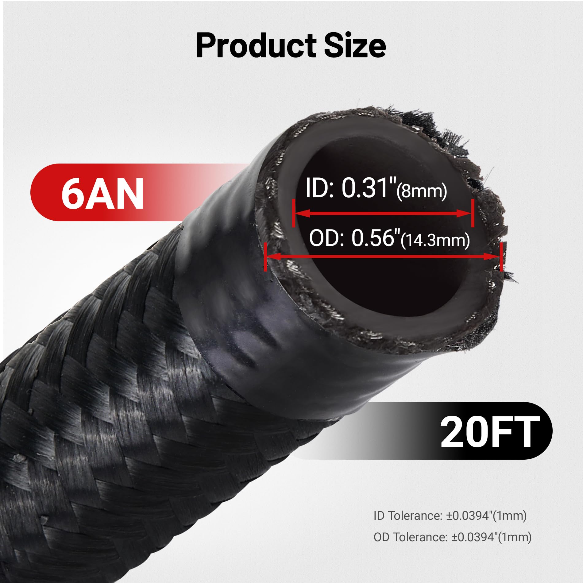 EVIL ENERGY 6AN Fuel Line Kit, 6AN Nylon Braided Fuel Line Hose Fitting Kit CPE 20FT Black