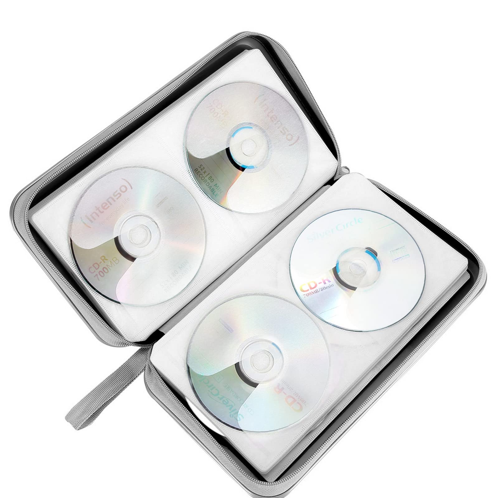 Siveit CD Case, DVD Case Holder 96 Capacity Hard Plastic CD DVD Disc Cases Storage Binder Wallet for Car Home Office Travel (Black)