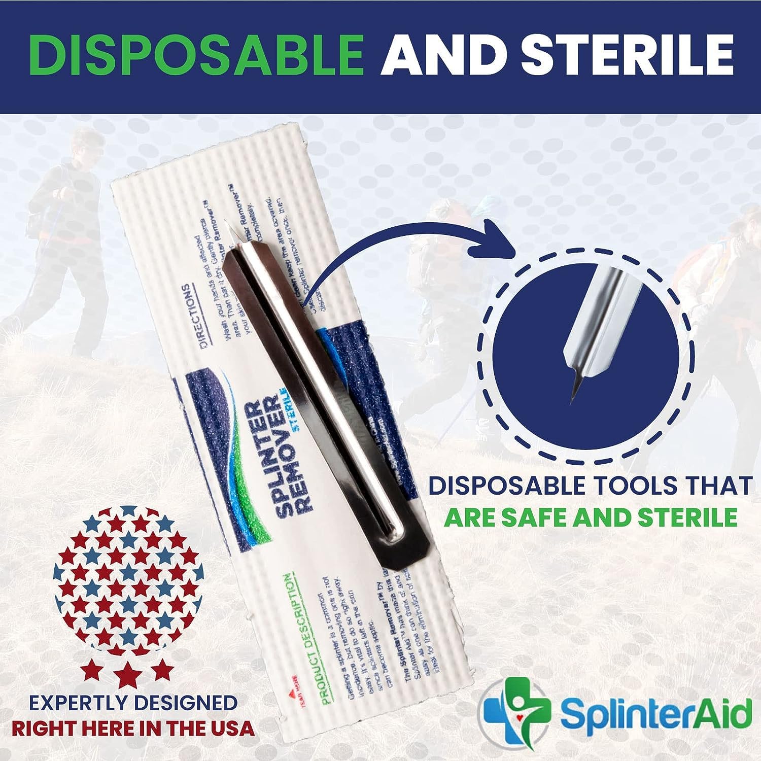 SplinterAid – Painless Splinter Removal Kit (30-Pack) | Pull Out Splinters Fast & Easy | Compact First Aid for Home, Travel & Camping | Great for Hiking, Woodworking & Outdoors | No Tweezers Needed