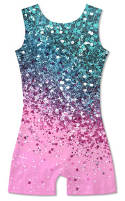 Funnycokid Gymnastics Leotards for Girls Dance Clothes Sparkly Outfits Unitard with Shorts, diamond 02, 7-8 Years