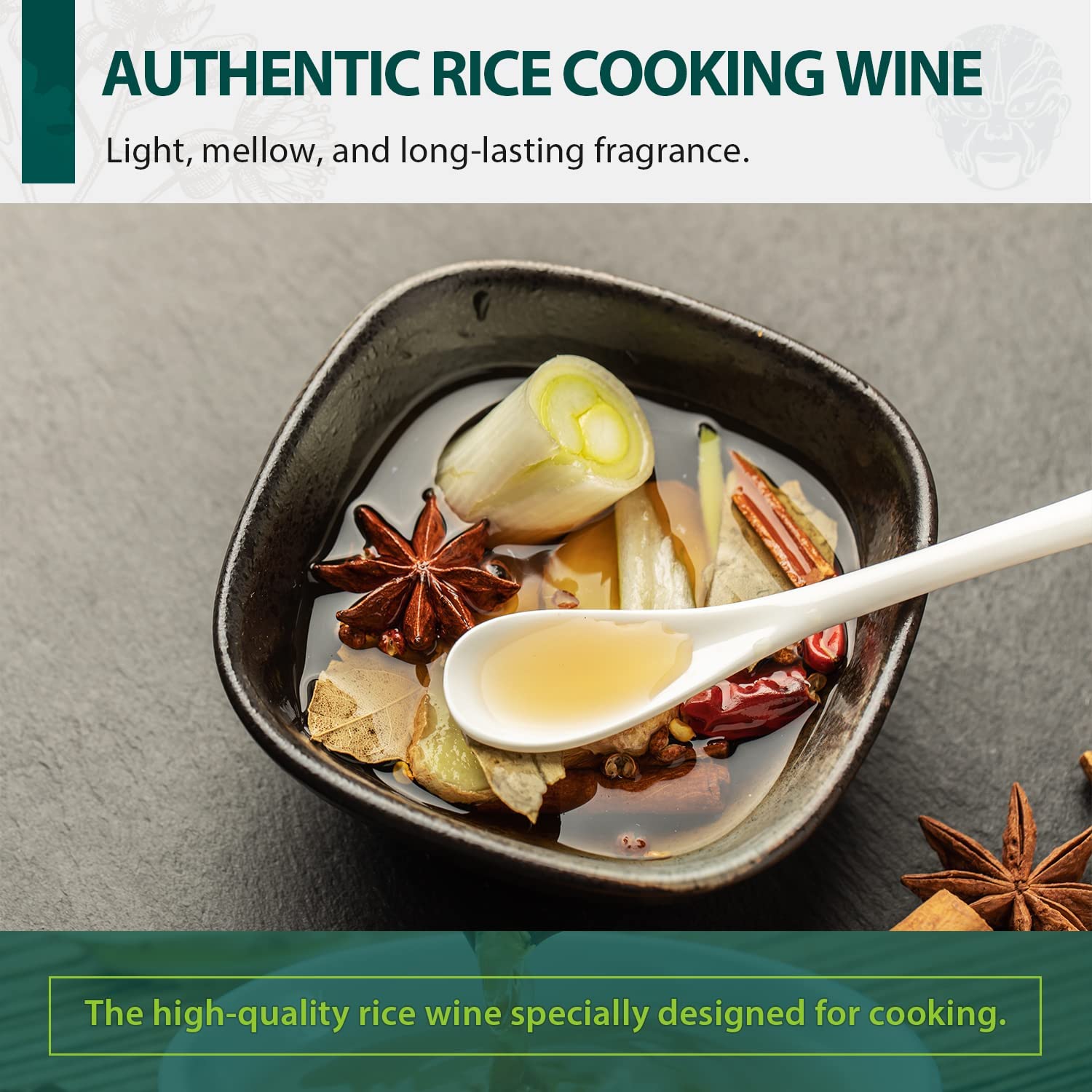 Soeos Shaoxing Cooking Wine, 51.24oz (1500ml), Chinese Cooking Wine, Shaoxing Hua Diao Cooking Wine, Premium Cooing Wine for Asian-Style Cooks