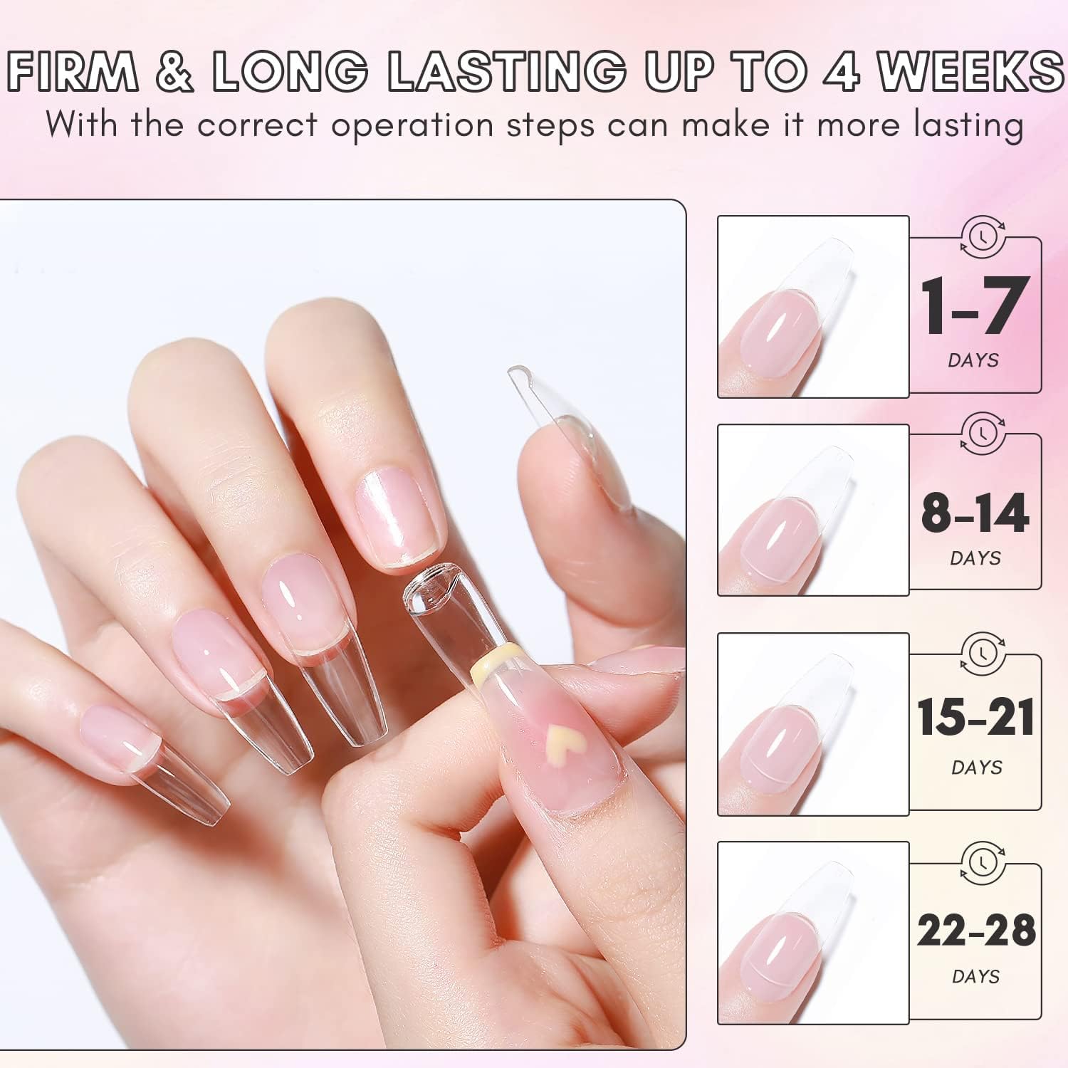 Makartt Solid Nail Glue Gel for Press On Nails- Strong Clear Acrylic Nail Tips Solid Gel Nail Glue for Fake Nails Soft Gel Nail Tips Solid Hard Gel for Nails Nail Art DIY Home 15ML UV Light Cured